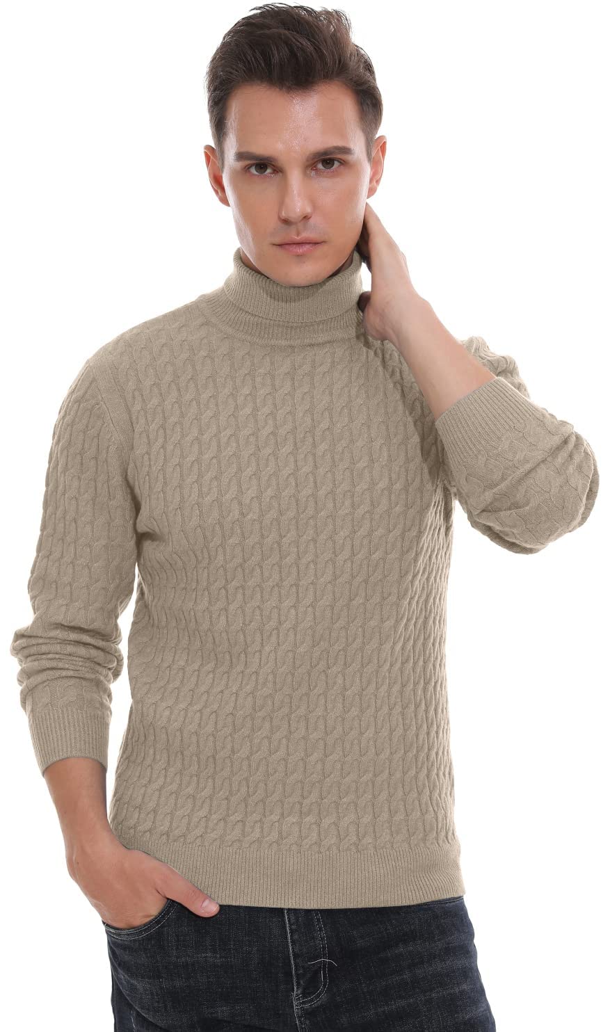 Sailwind Men's Twisted Knit Turtleneck Sweater - Soft Casual Pullover Winter Sweater for Men | Cozy Office Wear & Fall Layering Essential