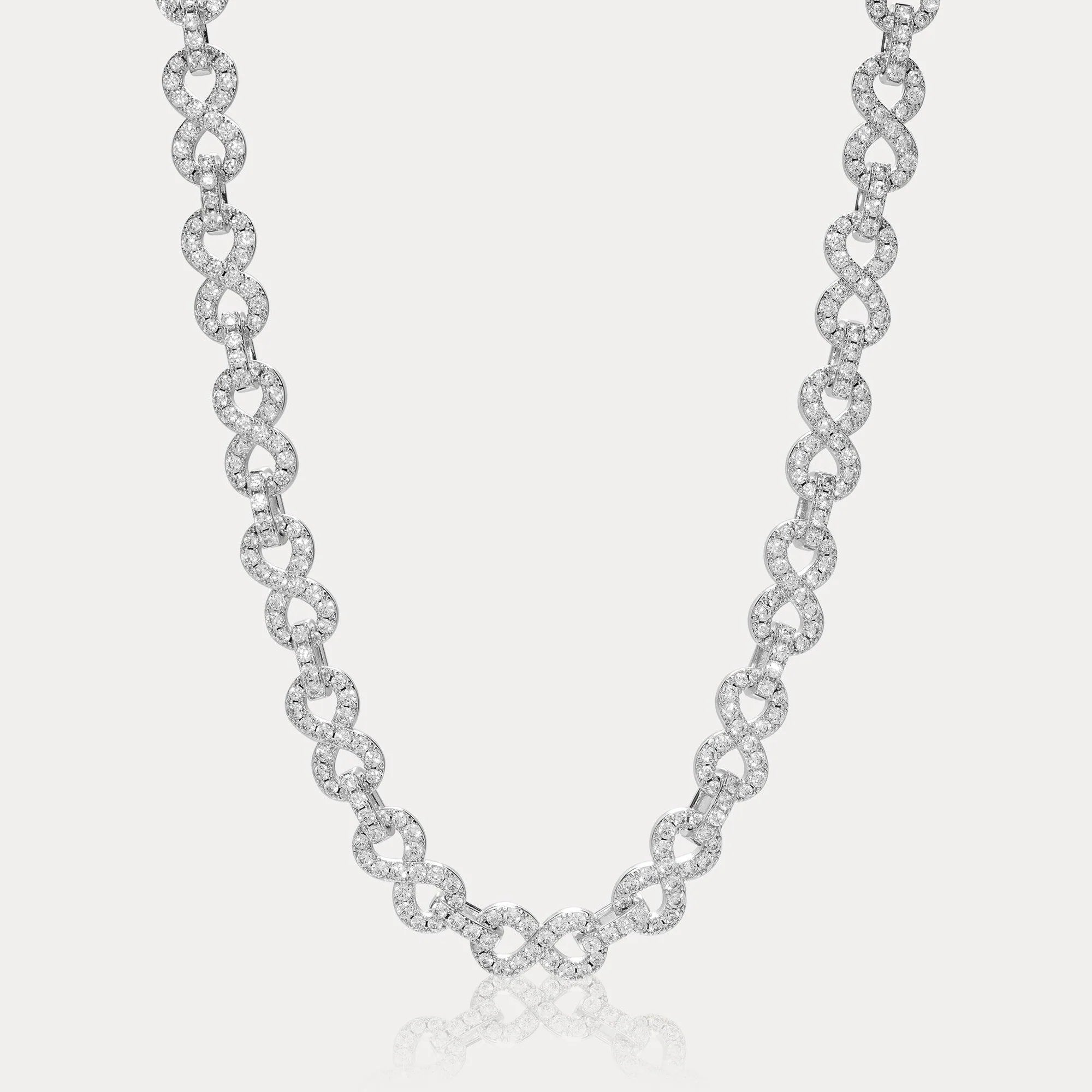 8mm Moissanite Infinity Link Necklace - 925 Sterling Silver Chain for Women, Gift for Anniversary, Valentine's Day & Special Occasions