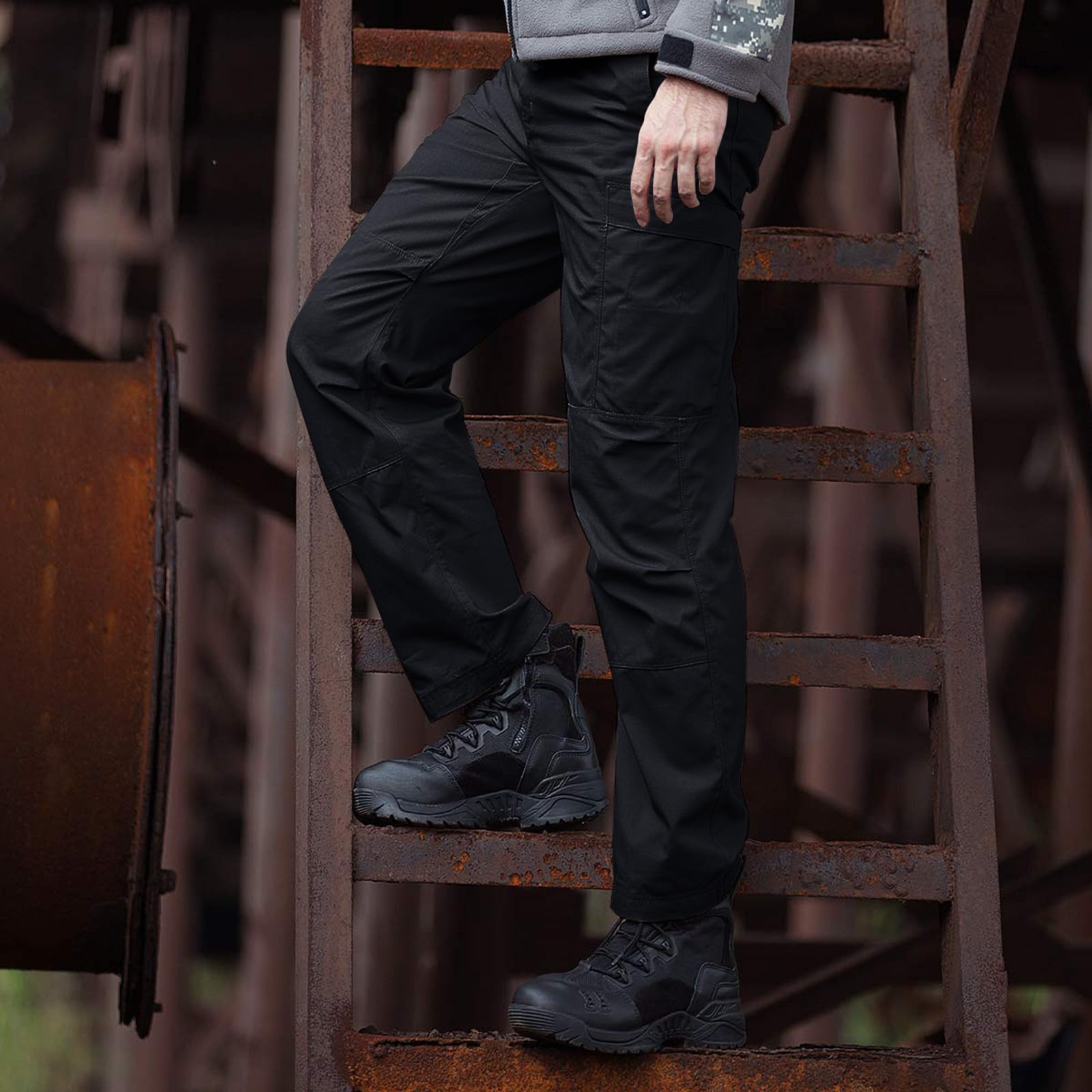 FREE SOLDIER Men's Tactical Cargo Pants - Water Resistant Ripstop Work Pants for Outdoor Hiking, Camping & Everyday Wear - Lightweight Durable Military Style Pants for Men
