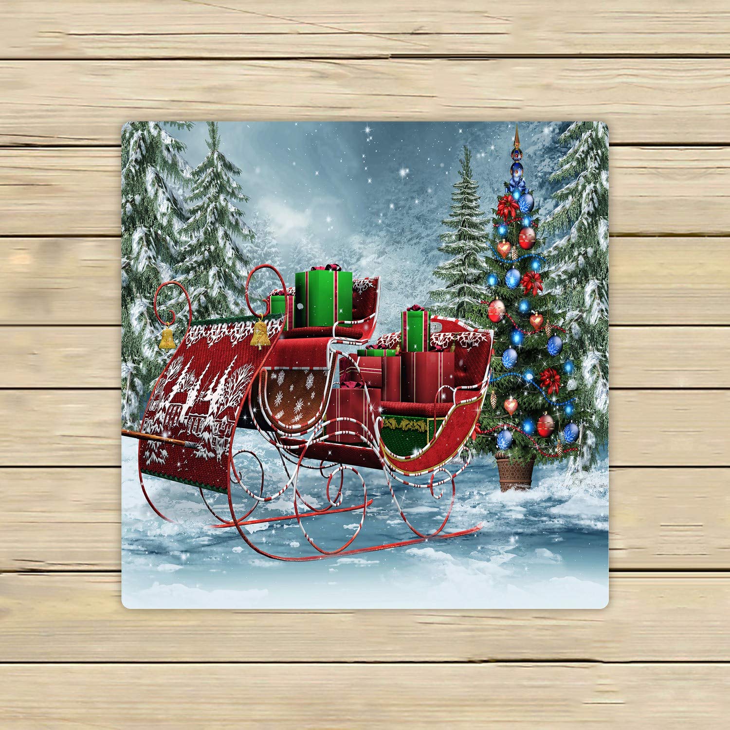 ECZJNT Vintage Sleigh Beach Bath Towels - 13x13 Inch Soft Absorbent Shower Towel for Home, Outdoor & Travel - Perfect for Beach, Pool, Gym and Bathroom Use
