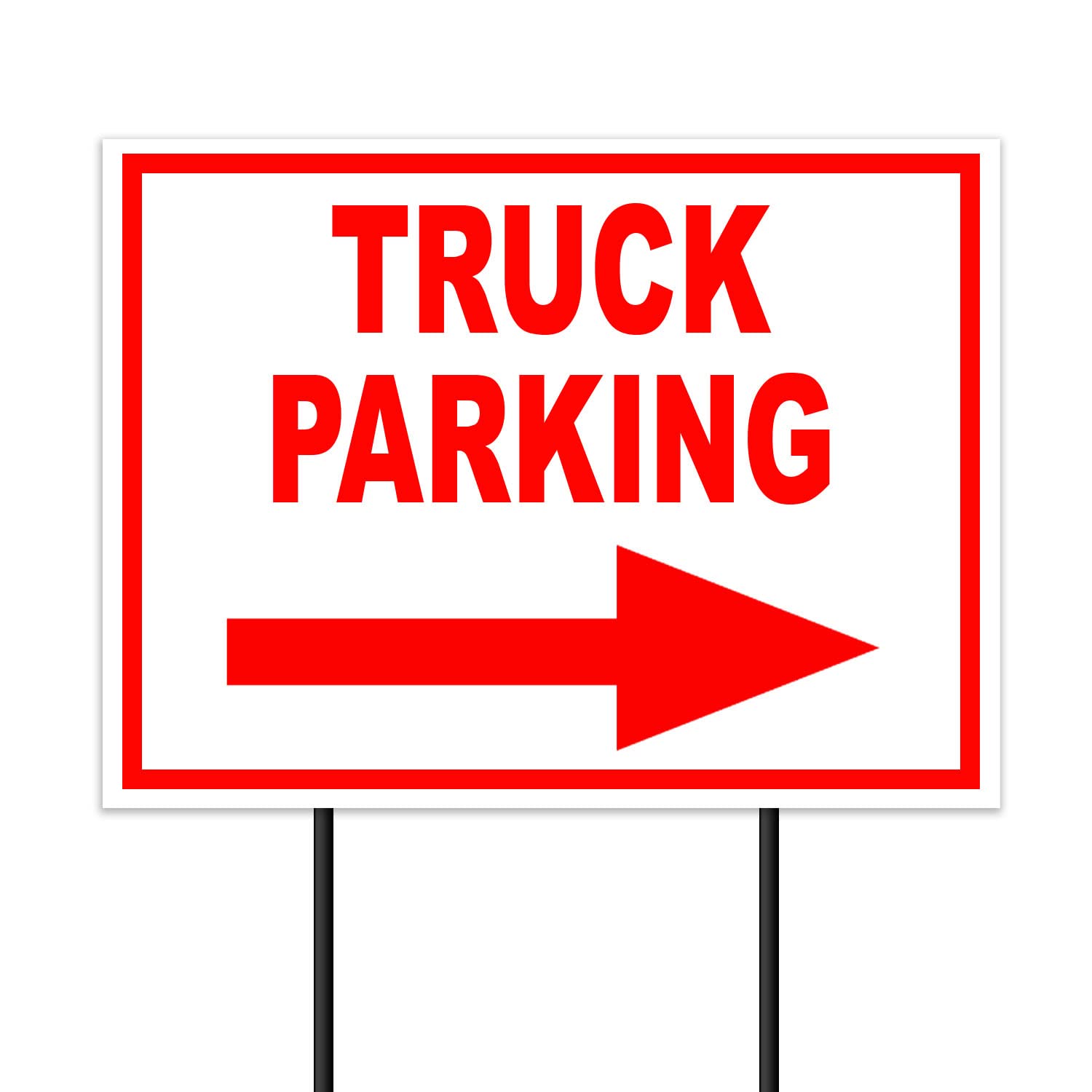 TRUCK PARKING RIGHT ARROW RED YARD SIGN - 18