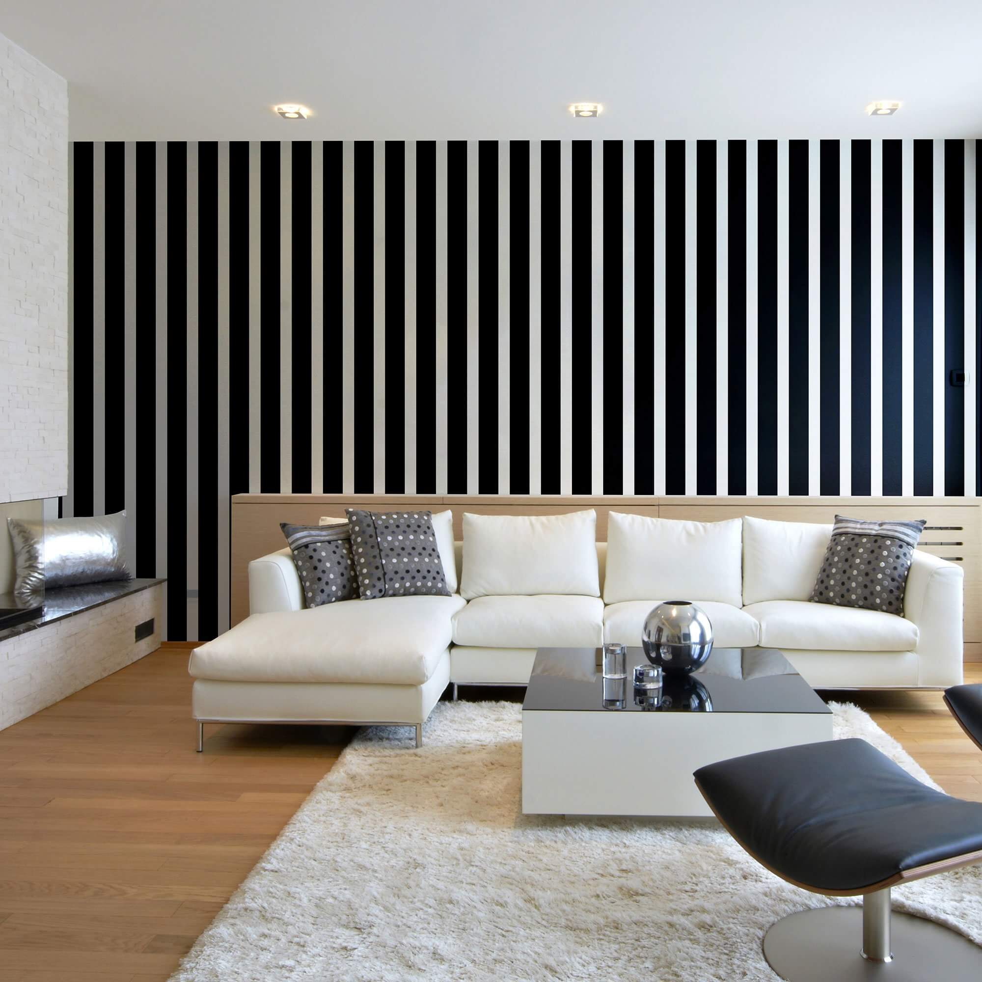 Black and White Vertical Peel and Stick Removable Wallpaper - Self-Adhesive Decorative Wall Covering for Bedroom, Living Room, Office - Easy to Apply & Remove (4920)