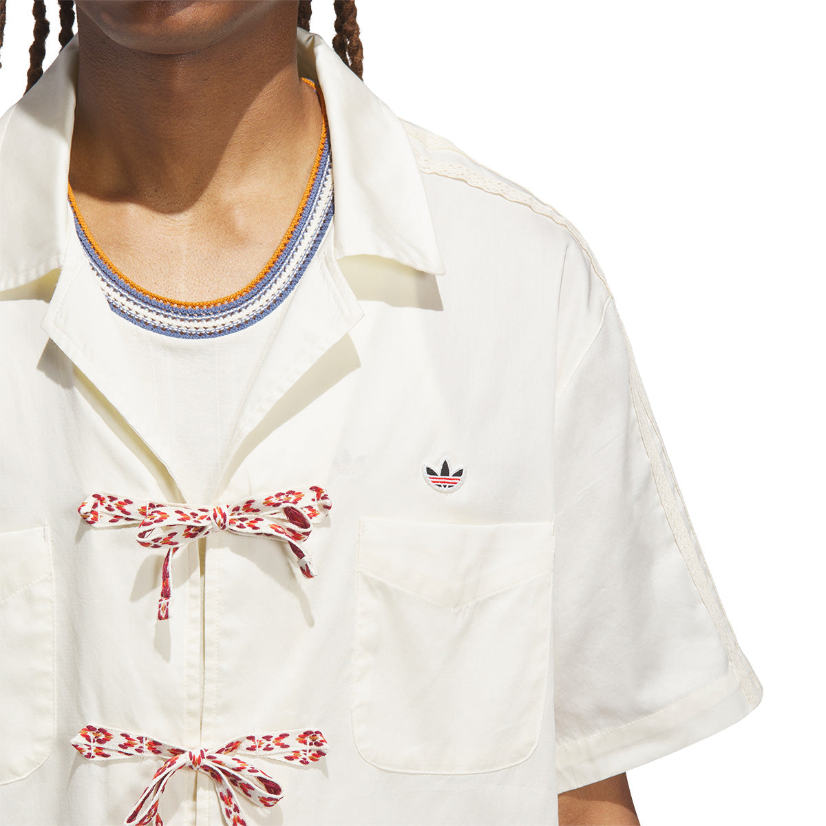 CLOT Bowling Shirt for Men - Cream White Vintage Style Button Up Shirt | Casual Wear, Street Fashion & Retro Outfits