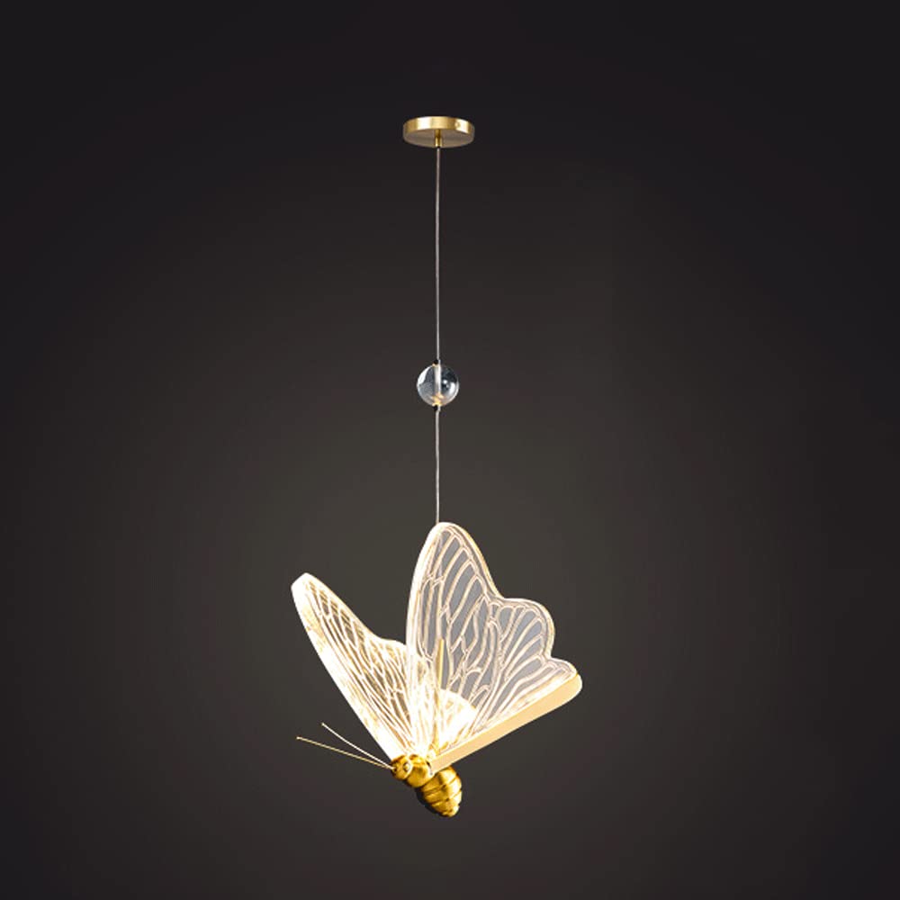 Modern Butterfly Pendant Light Fixture - 1-Light Warm White Ceiling Chandelier for Dining Room, Kitchen Island, Bedroom & Kids Room | Creative Hanging Lamp for Home Decor & Ambient Lighting