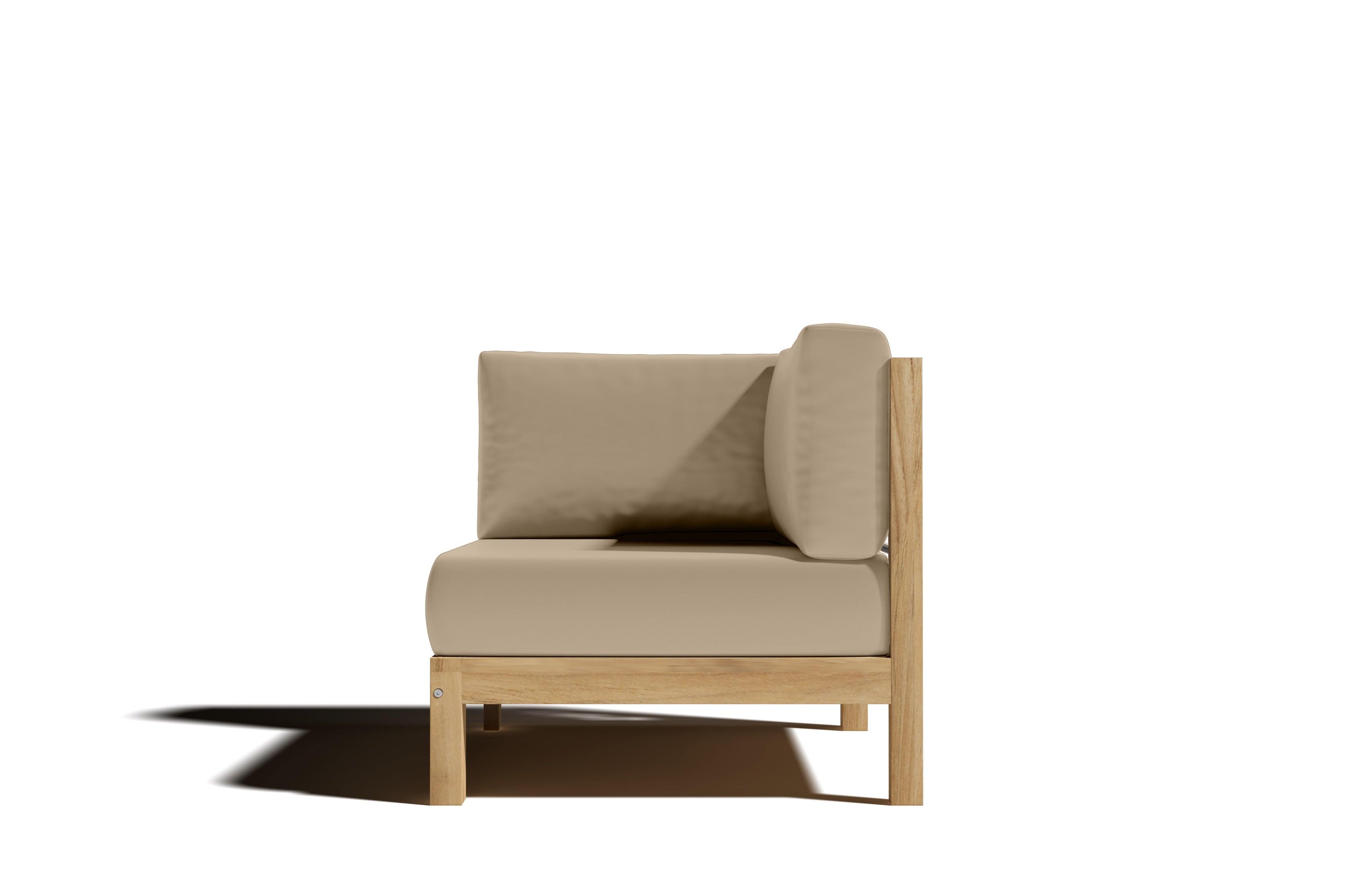 Leon Teak Outdoor Sectional Corner Sofa with Sunbrella Fawn Cushion - Waterproof & Durable Patio Furniture for Garden, Poolside & Backyard Relaxation
