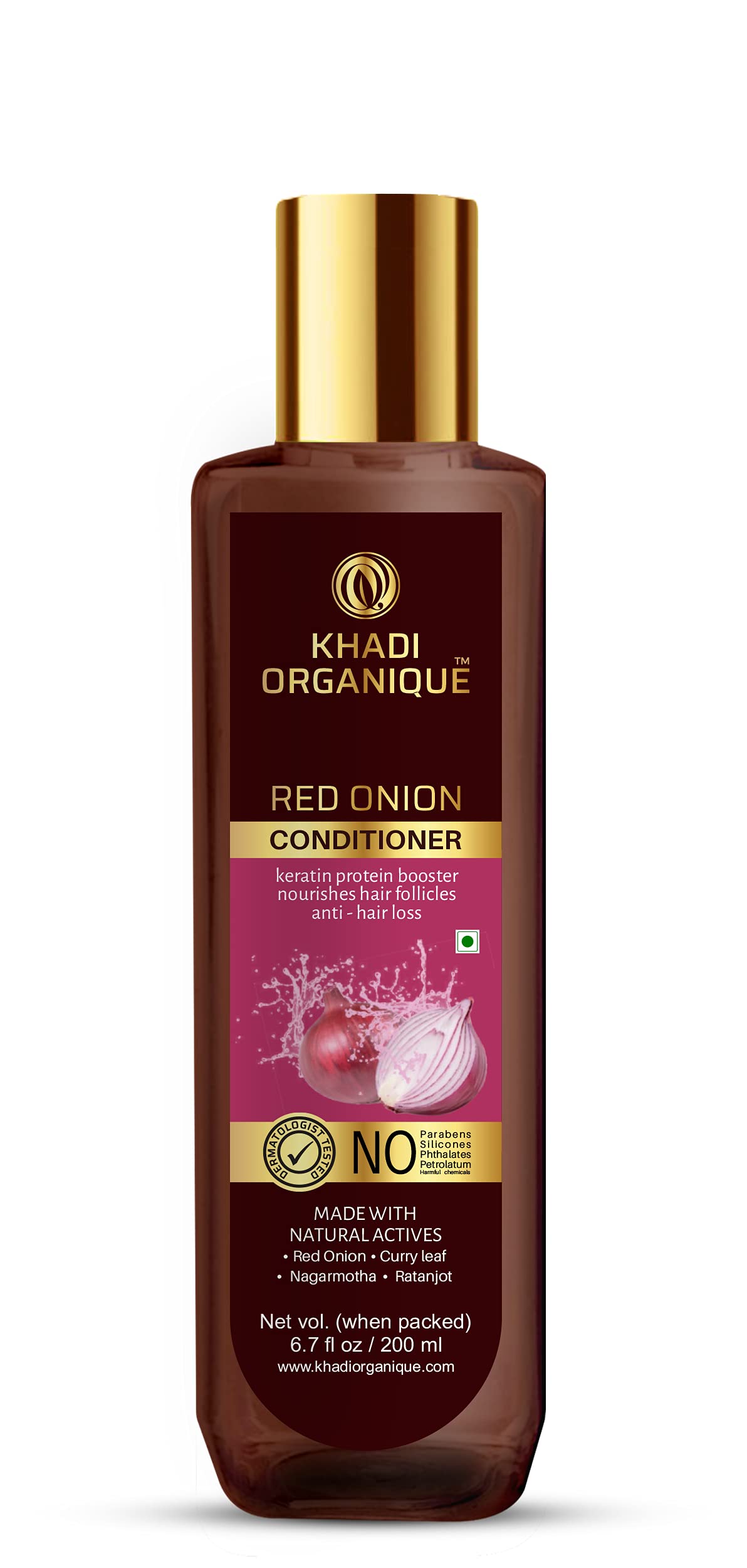 Khadi Organique Red Onion Hair Conditioner with Keratin Protein - Sulfate & Paraben Free for Damaged Hair Repair & Growth - Natural Deep Conditioning Treatment for Dry, Frizzy Hair - Perfect for Daily Use & Scalp Care