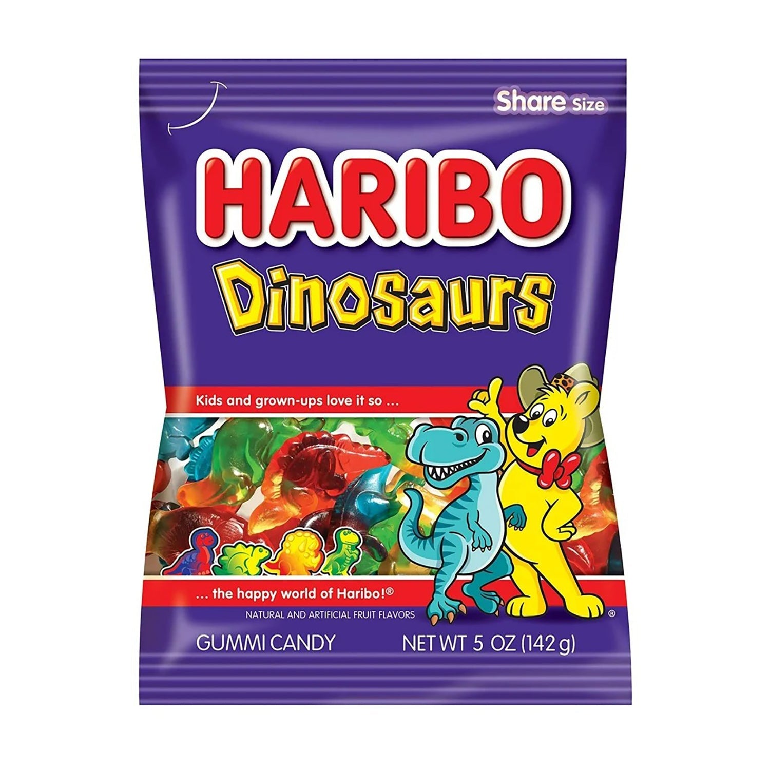 Haribo Dinosaurs Gummy Candy - 5oz Bags, 12 Pack Case | Fun & Tasty Treat for Kids Birthday Parties, Movie Nights & Snack Time