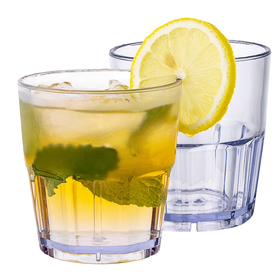 50-Pack 9oz Shatterproof Plastic Tumblers - Clear Stackable Dishwasher-Safe Drinking Glasses for Restaurants, Bars, Parties & Outdoor Events