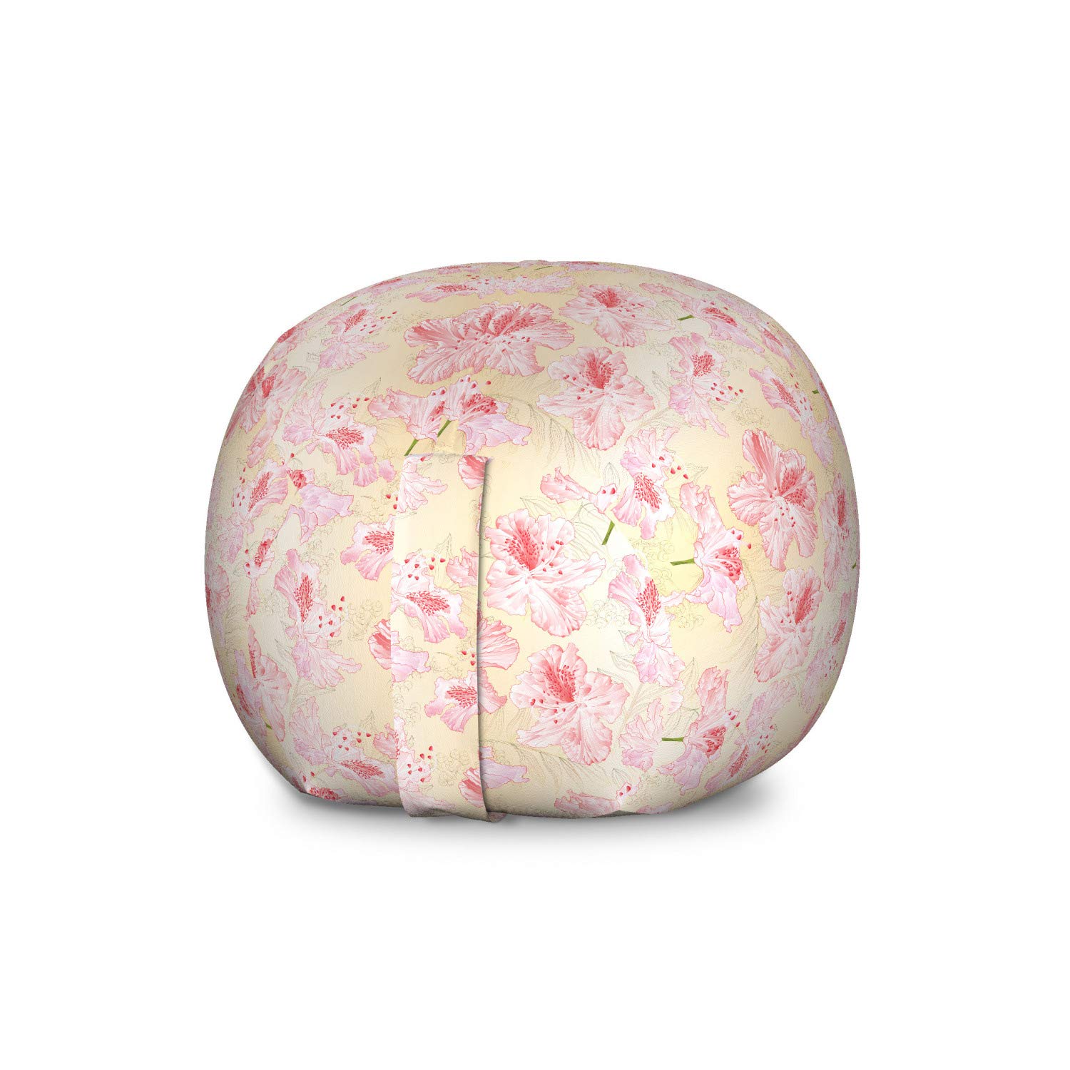 Ambesonne Floral Storage Toy Bag Chair - Large Washable Stuffed Animal Organizer with Spring Pastel Rhododendron Blossom Pattern in Champagne Coral | Perfect for Kids' Room, Nursery Organization & Playroom Decor