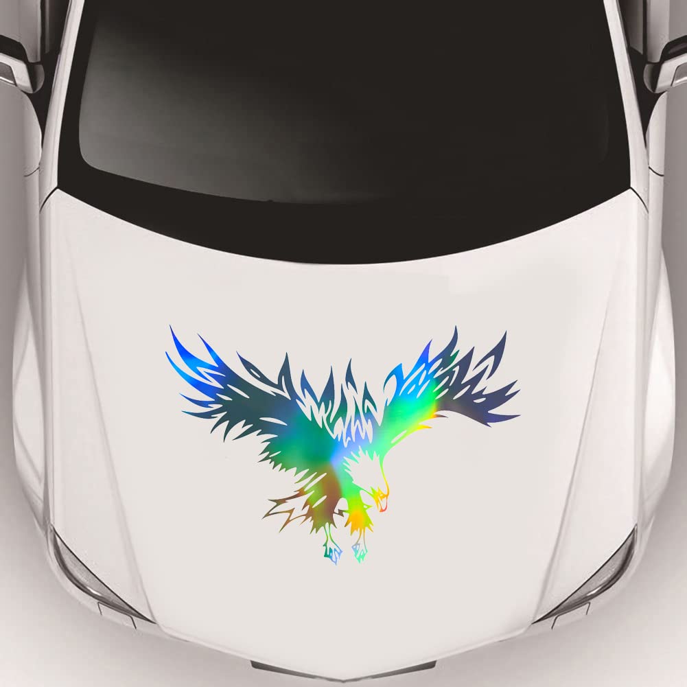 Blueshyhall Reflective Auto Car Body Stickers - 31.5'' X 19.7'' Waterproof Vinyl Hood Decal & Window Stickers with Eagle Graphics - Perfect for Car Customization, Racing Events, and Nighttime Visibility