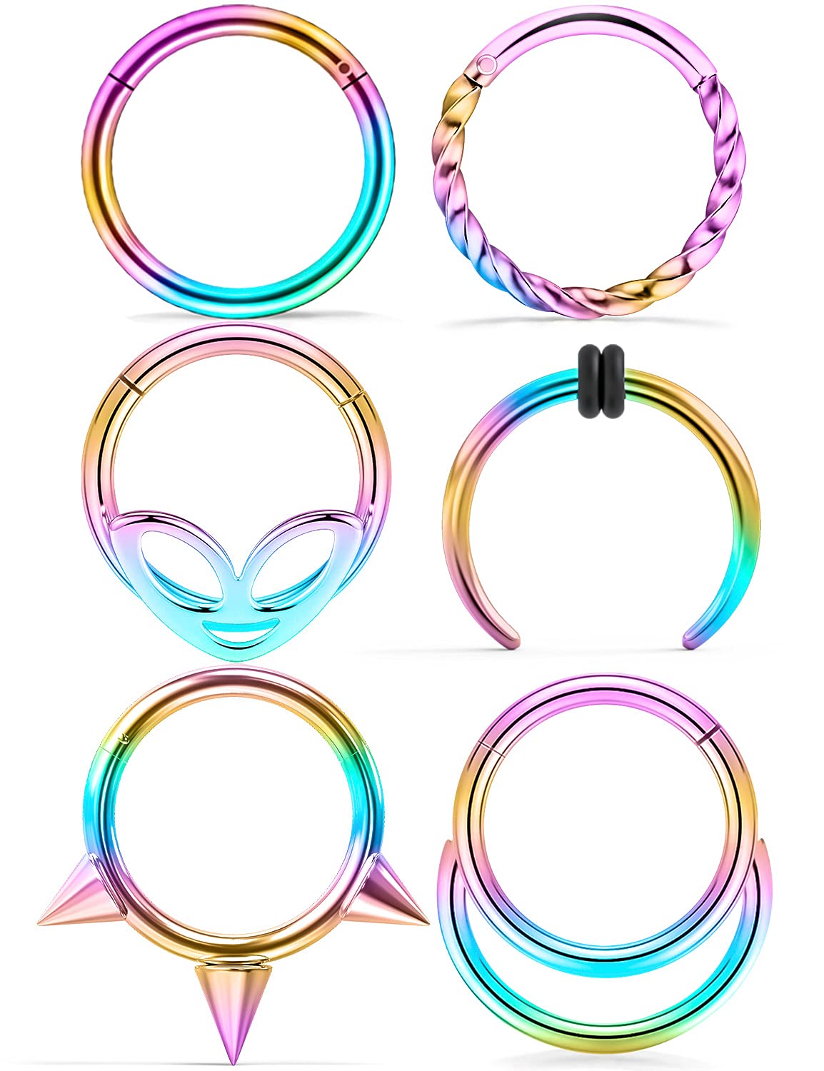 16G Septum Clicker Ring & Daith Piercing Jewelry Set - Small Gold Septum Hoop for Women - Perfect for Everyday Wear, Parties, and Body Piercing Gifts