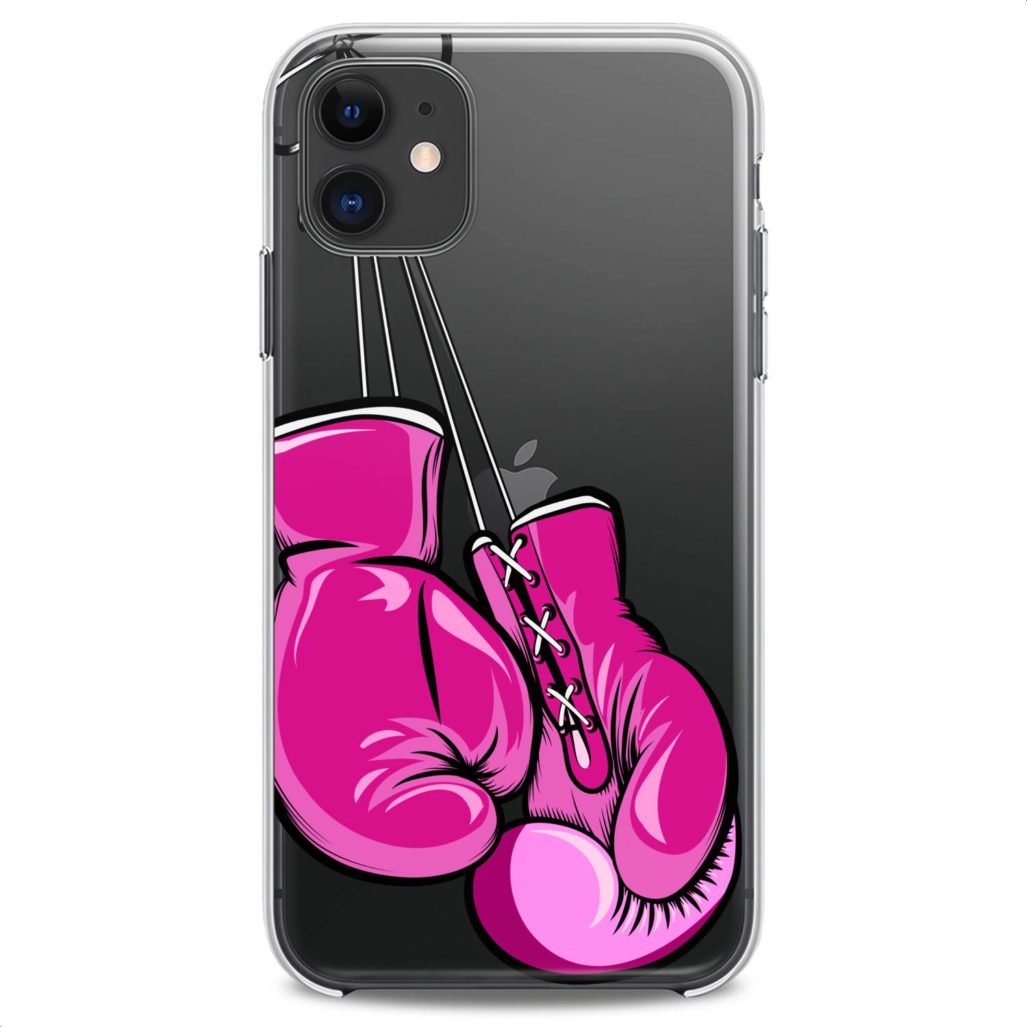 TPU Phone Case for iPhone 16/15/14/13/12/11 Pro Max/Plus/Mini/XS/XR/X/8+/7/6/5/SE - Cute Boxing Gloves Design, Clear Flexible Silicone Cover, Pink Sporty Slim Fit for Women - Perfect for Gym, Workout & Everyday Use
