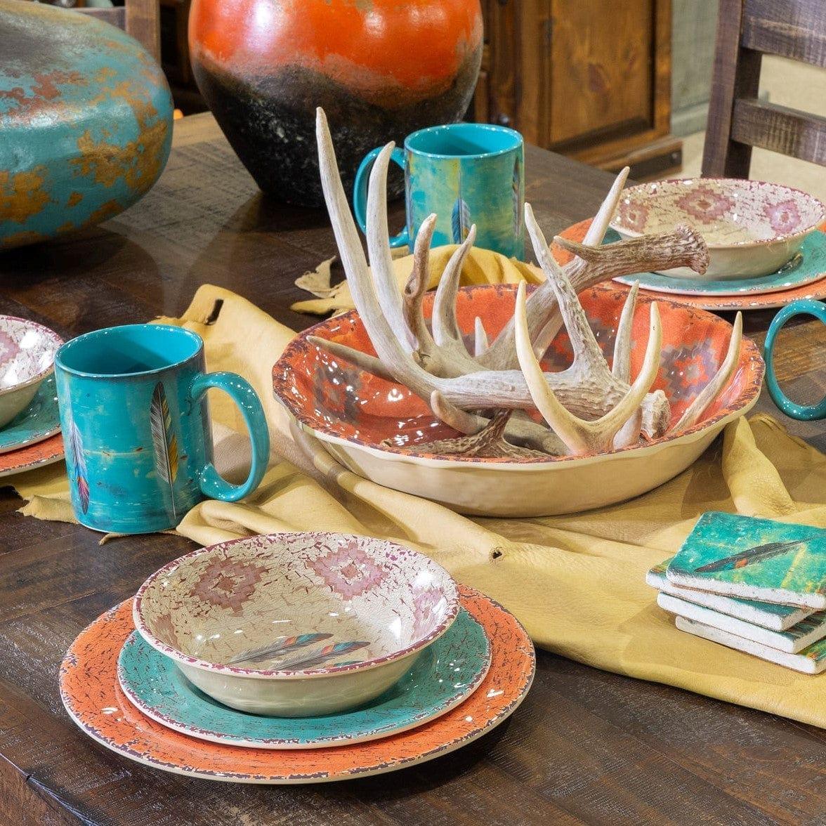 Premium Feather Melamine Dinner Plates - Lightweight & Durable Dishware for Outdoor Dining, Picnics, and Camping
