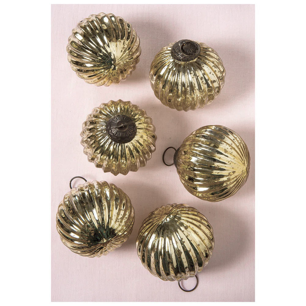 6 Pack Large Gold Mercury Glass Ball Ornaments - 3 Inch Vintage Christmas Tree Decorations, Holiday Home Decor & Gift Ideas for Festive Season | Perfect for Xmas Tree, Mantel, Wreaths & Party Decorations