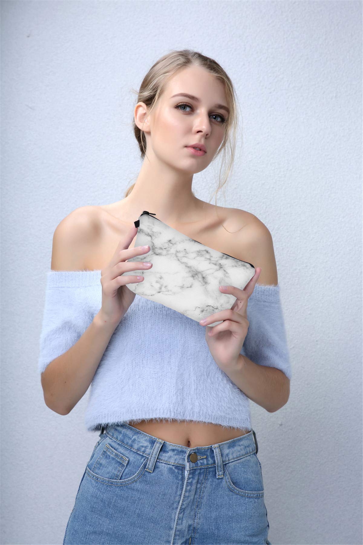 Deanfun Waterproof Marble Makeup Bag for Women - Large Durable Cosmetic Organizer with Roomy Interior, Travel Toiletry Bag for Makeup Brushes & Essentials - Perfect Gift for Her (Ideal for Travel, Gym, Beach & Daily Use)
