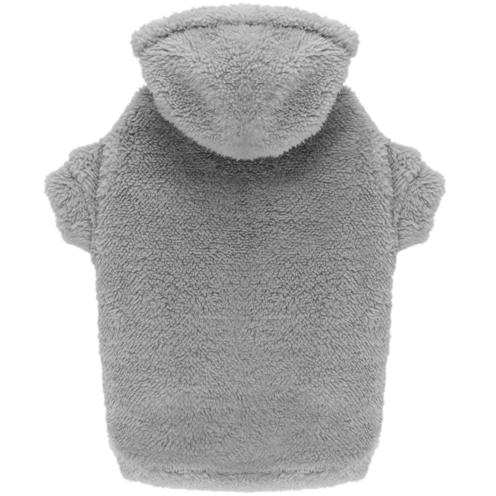 Warm Soft Cozy Fleece Hooded Dog Sweater for Large Dogs - Grey Size L | Perfect for Winter Walks & Indoor Comfort