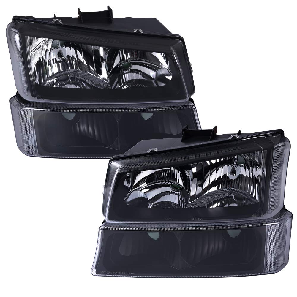 PIT66 Headlights for 03-07 Chevy Silverado & Avalanche - Clear Lens Black Housing for Off-Road & Night Driving