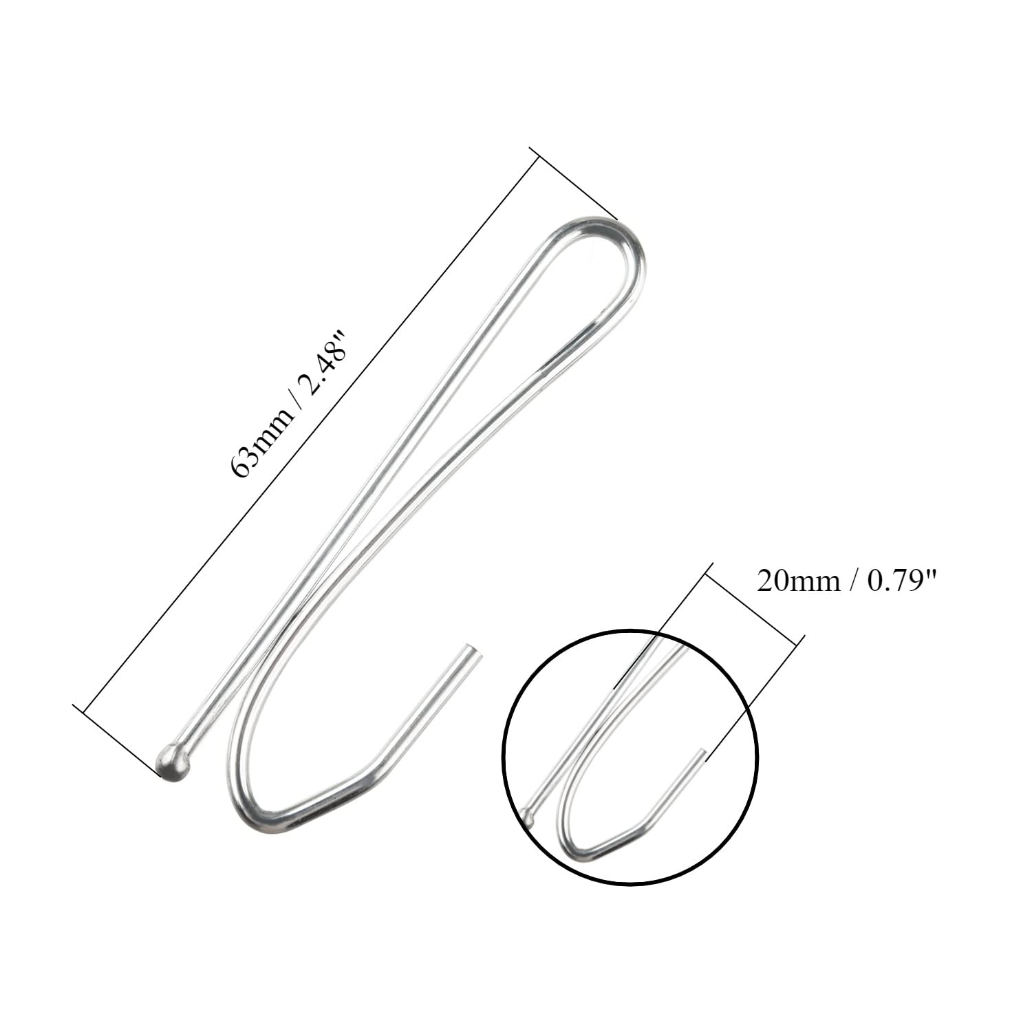 Premium Metal Curtain Hooks - 10PCS Silver Drapery Hooks (63x20mm) for Window, Door & Shower Curtains - Durable Hanging Solution for Home Decor & Room Dividers