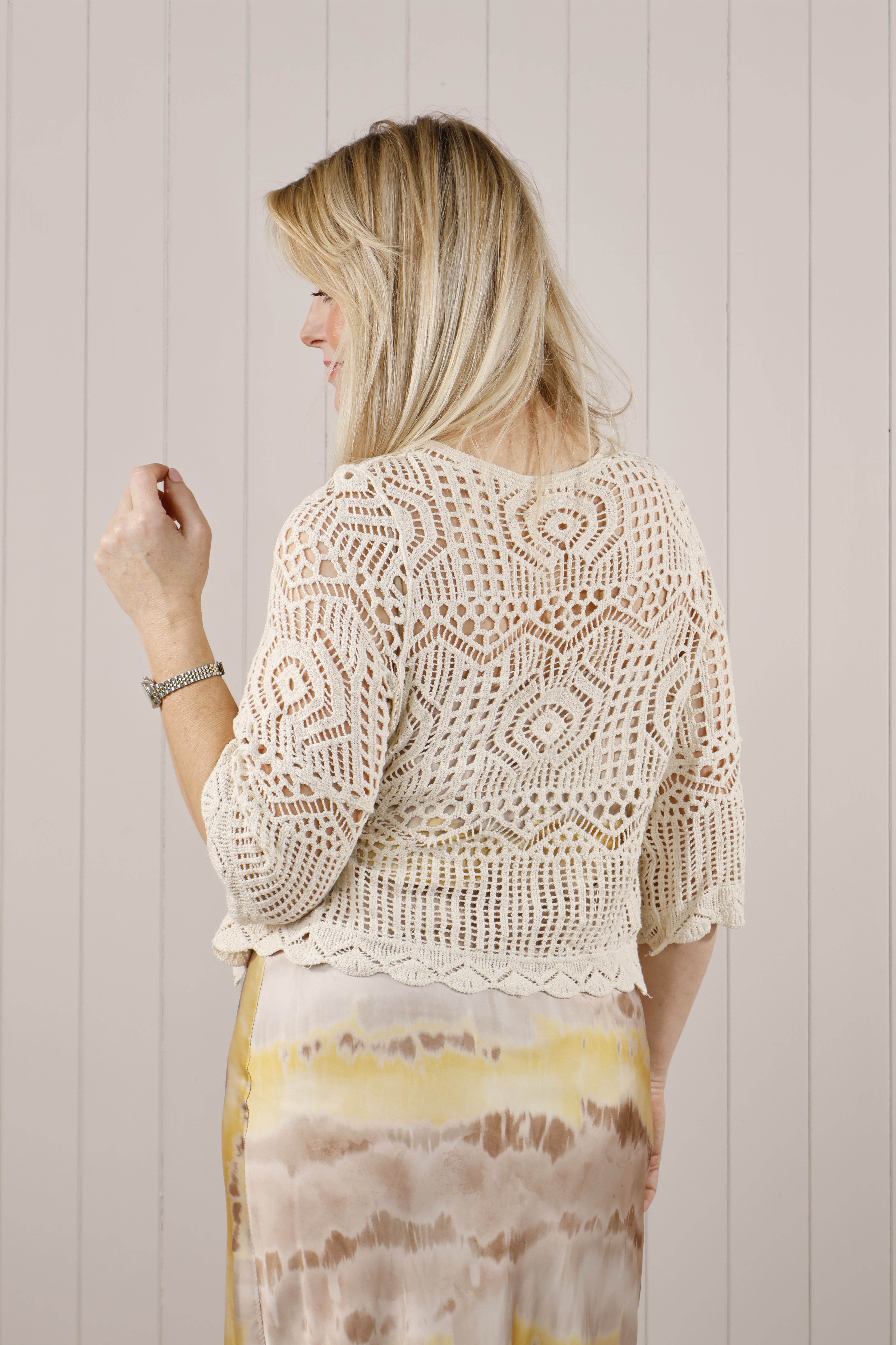 Zelda Crochet Top Beige - Elegant Handmade Knit Blouse for Women | Perfect for Casual Wear, Boho Outfits & Summer Fashion