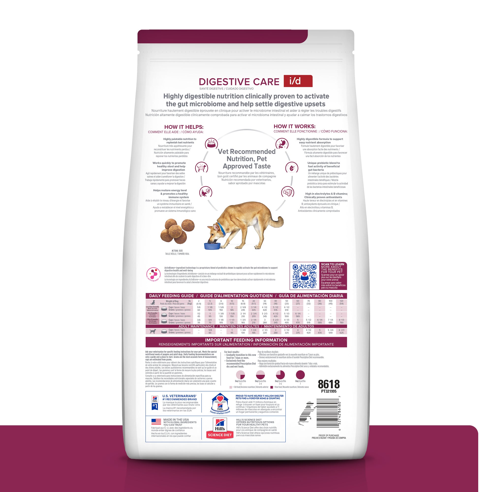 Hill's Science Diet Canine I/D Digestive Care Dry Dog Food - Vet Recommended for Sensitive Stomach & Diarrhea Relief - Perfect for Dogs with Digestive Issues or Post-Surgery Recovery