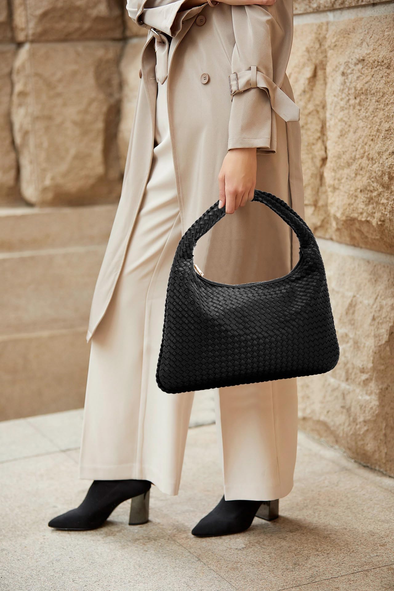 LA TERRE Woven Tote Bag for Women - Large Boho Hobo Handbag with Top Handle & Shoulder Strap - Perfect for Beach, Shopping & Travel Accessories