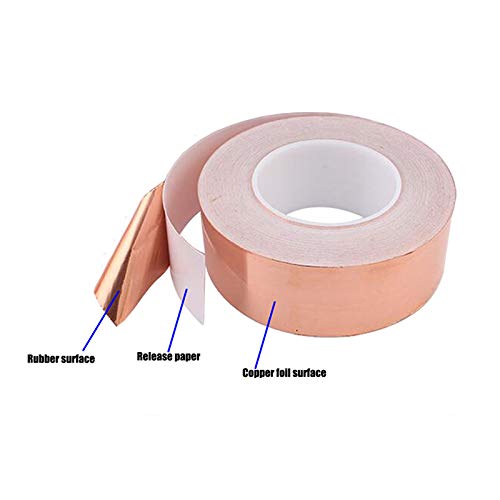 Premium Copper Tape with Conductive Adhesive - 40mm x 10m Single-Sided EMI Shielding Copper Foil Tape for Electrical Repairs, Guitar Fixing, Soldering & Grounding - Ideal for DIY Projects, Circuit Board Shielding & Antenna Repair
