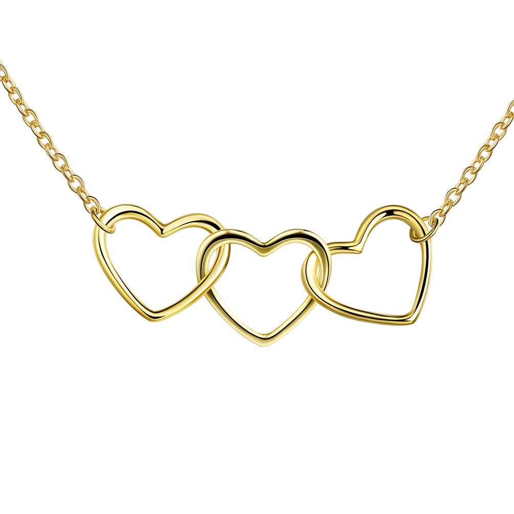 Besilver Triple Heart Necklace - Iced Out Love Jewelry for Women | Valentine's & Birthday Gift