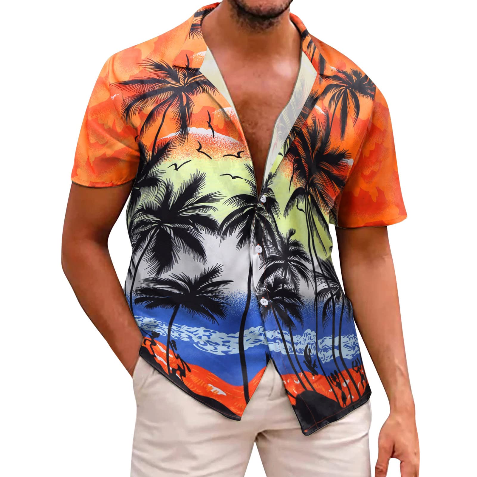 Xiloccer Men's Short Sleeve Button Down Dress Shirts - Casual Business & Beach Wear - Stylish Designer Shirts for Men - Perfect for Office, Vacation & Summer Outings