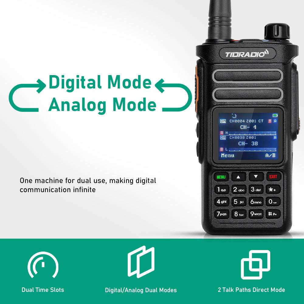 TD DP738 10W DMR Digital/Analog Two-Way Radio with GPS - Long Range Handheld Walkie Talkie for Outdoor Adventures, Construction Sites & Emergency Communication