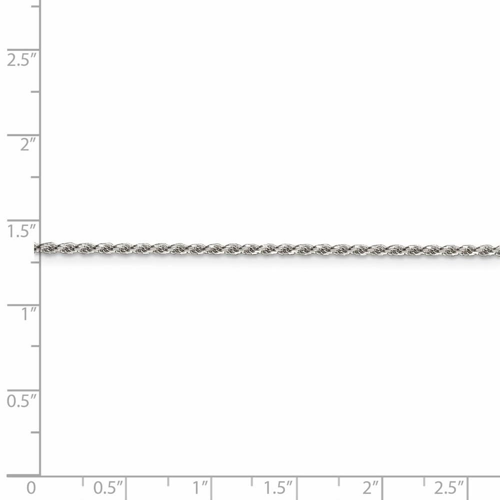 The Black Bow 1.7mm Rhodium Plated Sterling Silver Solid D/C Rope Chain Necklace – Perfect for Everyday Wear and Special Occasions