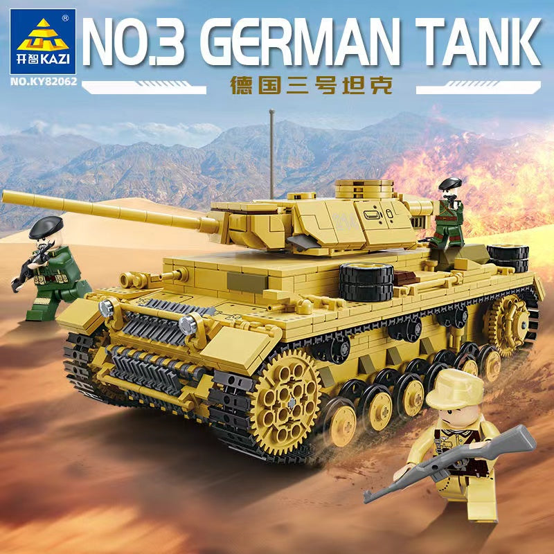 KAZI KY82062 1/35 Scale Panzer III German WWII Tank Model Kit - Military Vehicle Collection & Historical Display for Enthusiasts