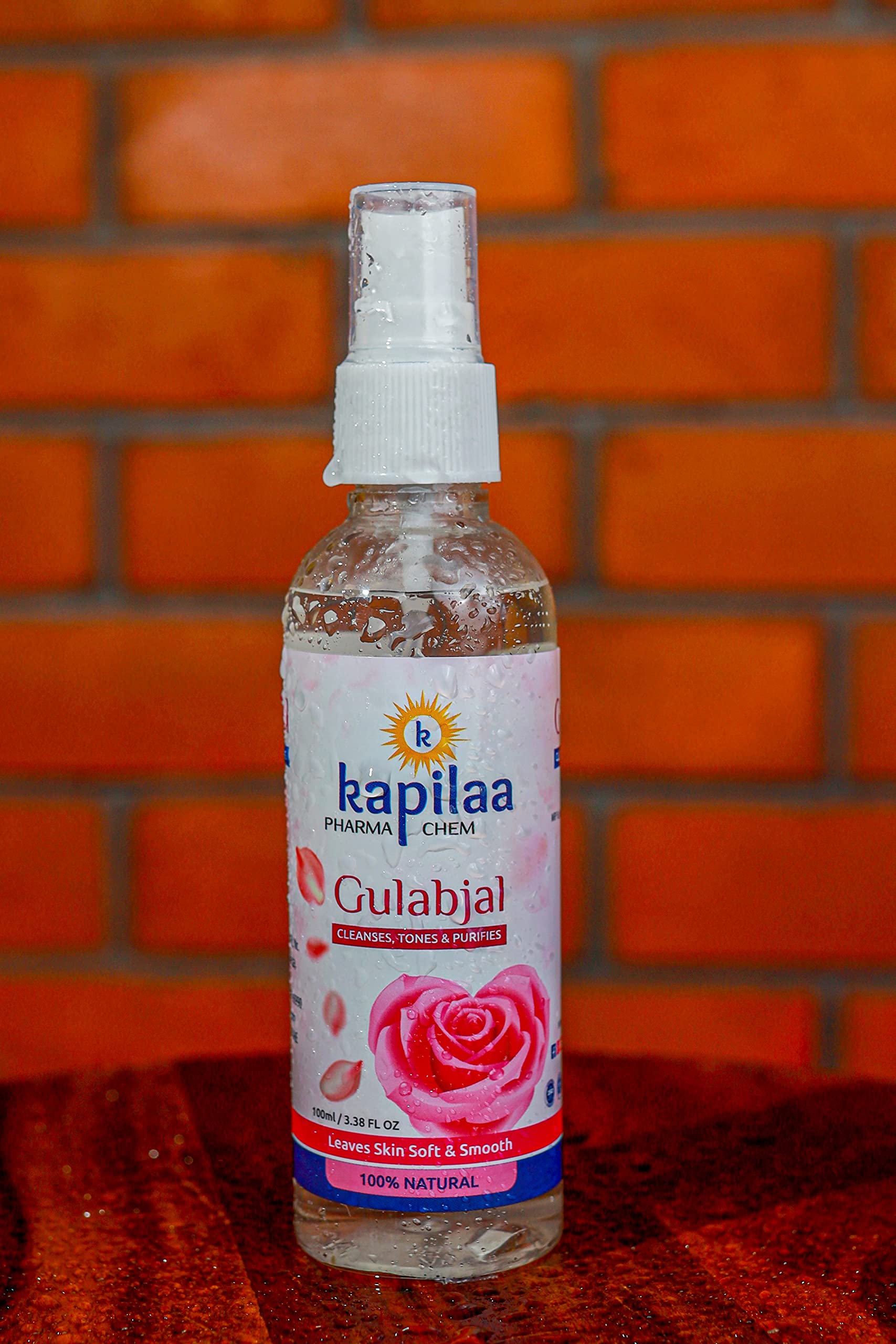 Kapilaa Pharma Chem Gulab Jal Spray - Pure Rose Water Mist for Hydrated, Glowing Skin | Premium Toner & Cleanser for Soft, Smooth Skin | Perfect for Daily Skincare Routine, Makeup Setting & Face Refreshment