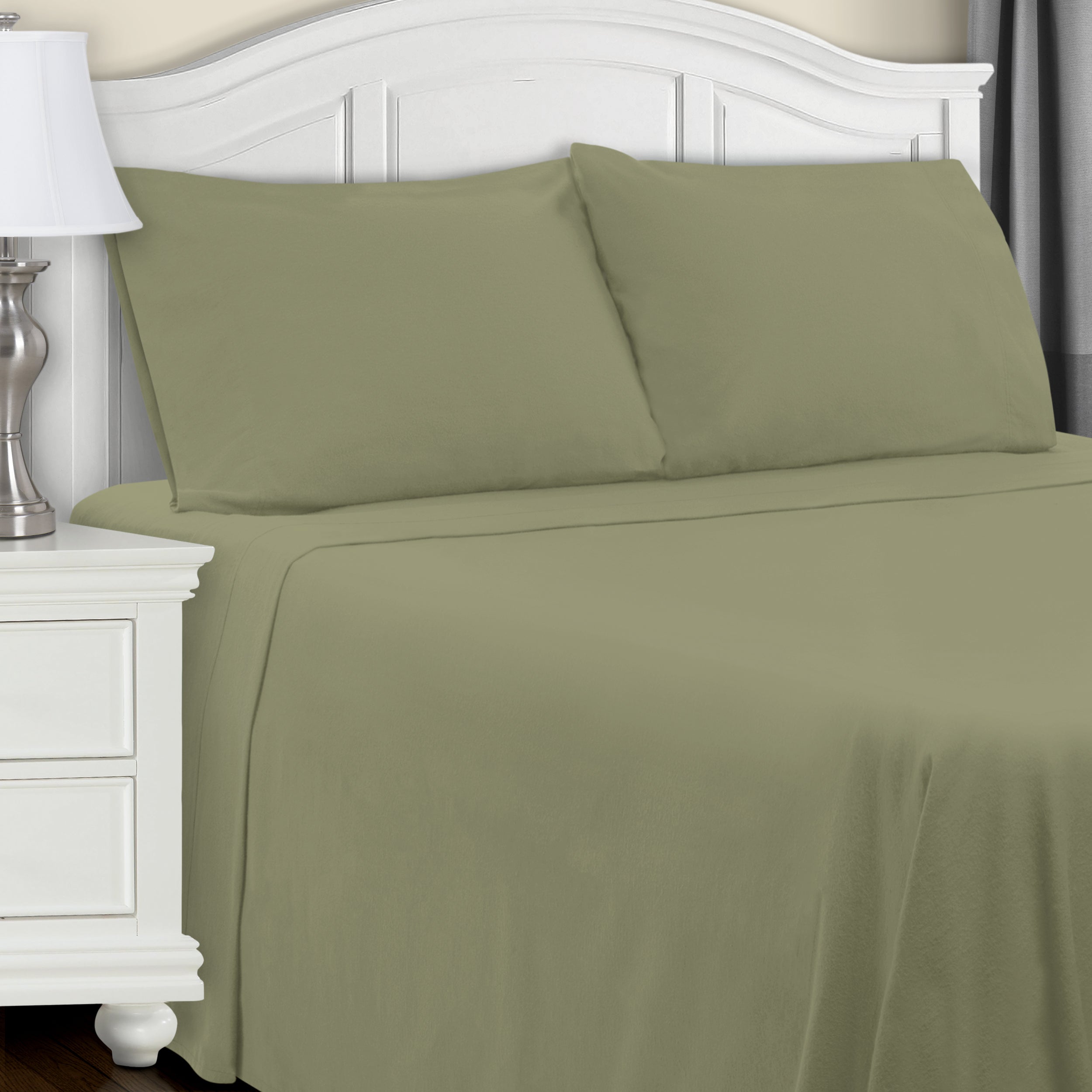 Premium Flannel Cotton Bed Sheet Set - Soft & Cozy Deep Pocket Fitted Sheets - Modern Solid Colors - Perfect for Winter Nights & Cold Weather Comfort