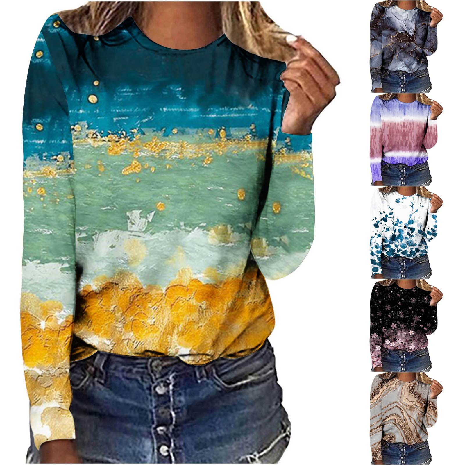 Women's Long Sleeve T-Shirts - Lightweight Casual Pullover Tops with Loose Fit & Crew Neck | Comfortable Workout & Everyday Wear Blouses for Yoga, Office & Street Style