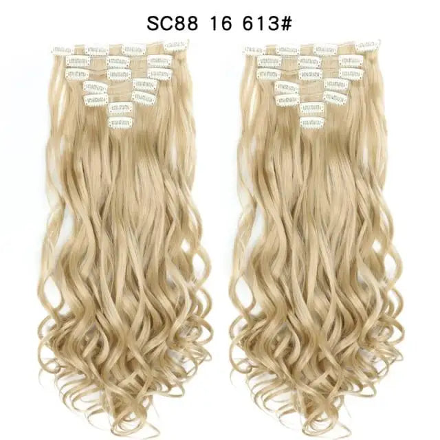 Clip on Hair Extensions 6pc Set - Human Hair Clip Ins for Volume & Length - Easy to Use & Reusable - Perfect for Parties, Weddings & Everyday Styling
