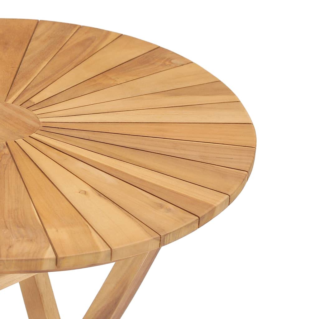 Foldable Outdoor Patio Table - Weather Resistant Solid Teak Wood Round Side Table (23.6