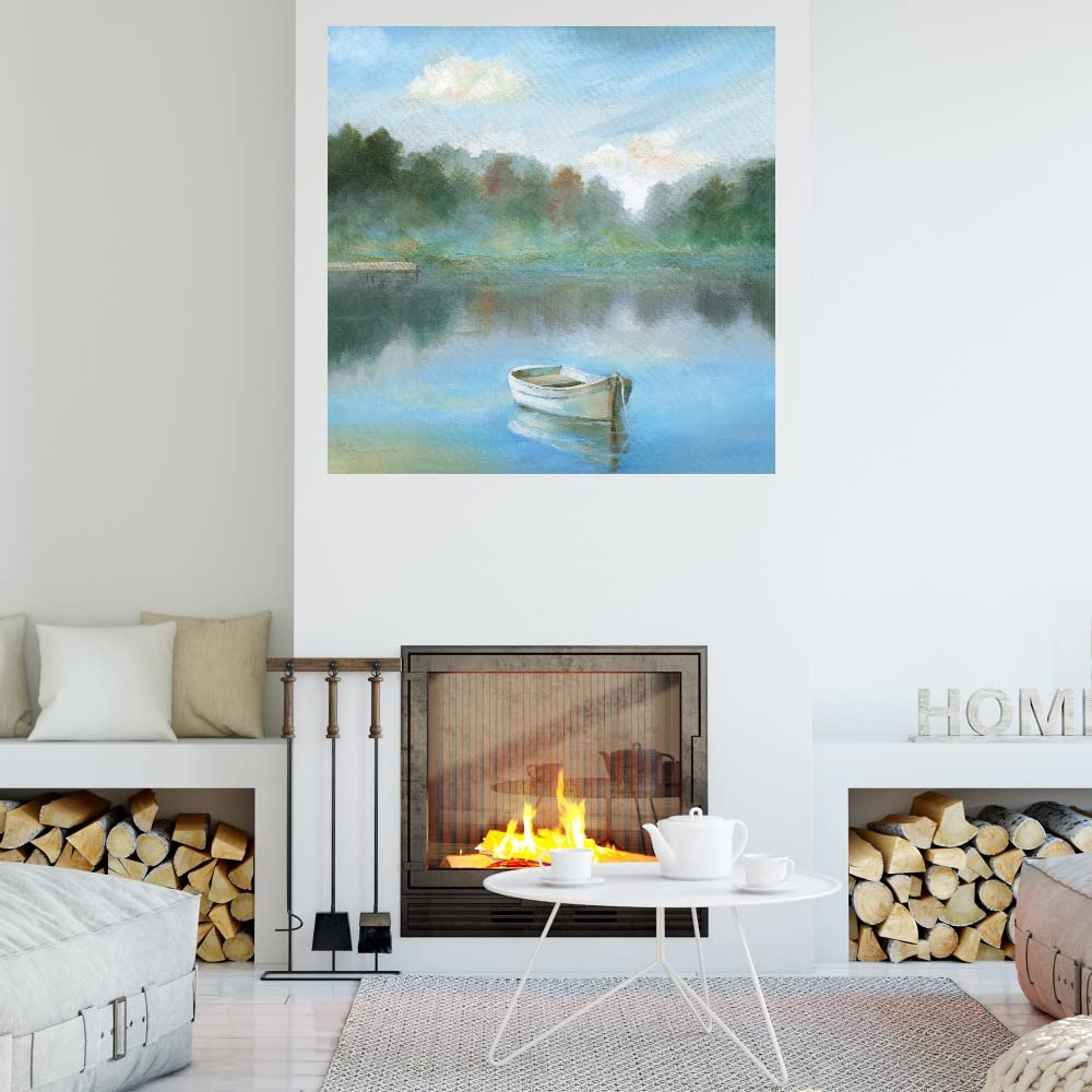 Tranquil Morning Fine Art Canvas Wall Decor - 32x32 Inch Ready to Hang Painting for Living Room, Bedroom, Office - Handmade by Artist Nan - Perfect for Home, Spa & Meditation Spaces