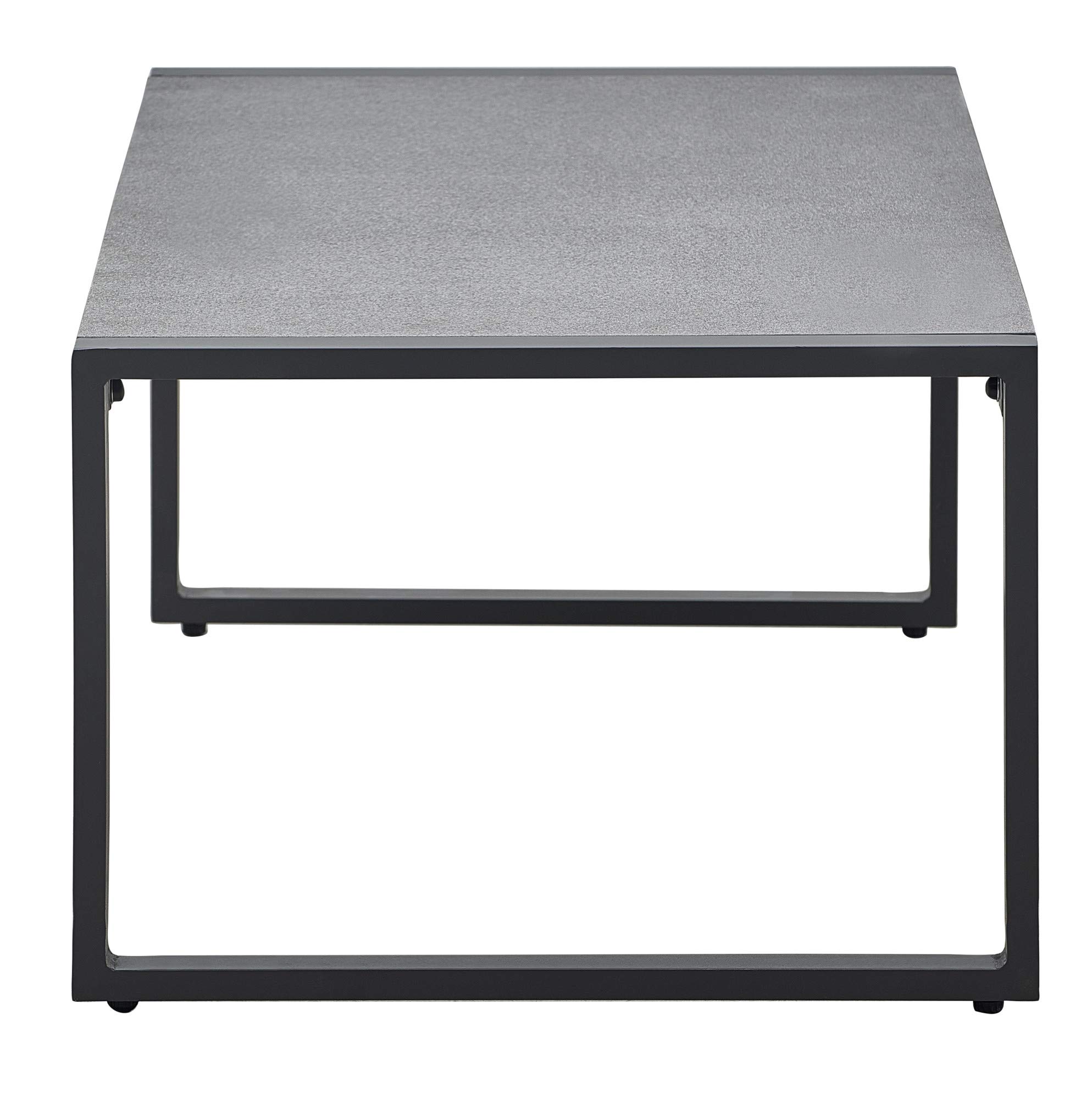 Tommy Hilfiger Hampton Modern White Mesh Outdoor Patio Furniture Set with Gunmetal Frame & Coffee Table - Gray - Perfect for Backyard, Garden, and Poolside Relaxation