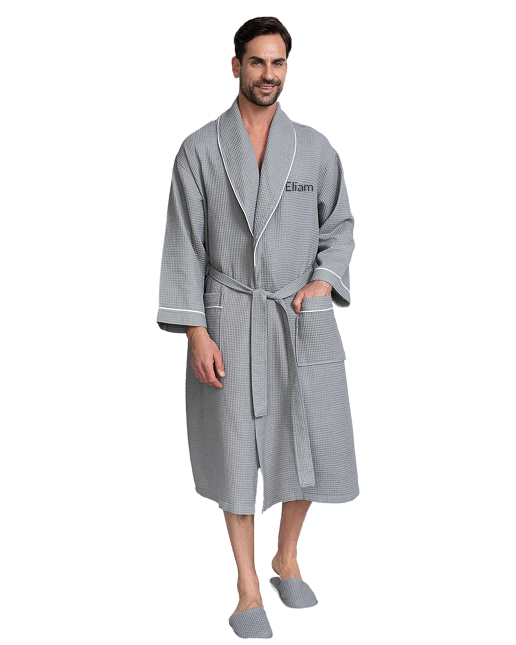 Premium Men's Cotton Waffle Bath Robe - Ultra Soft Luxury Spa Robe for Men | Perfect for Relaxation, Lounging & After Shower Comfort