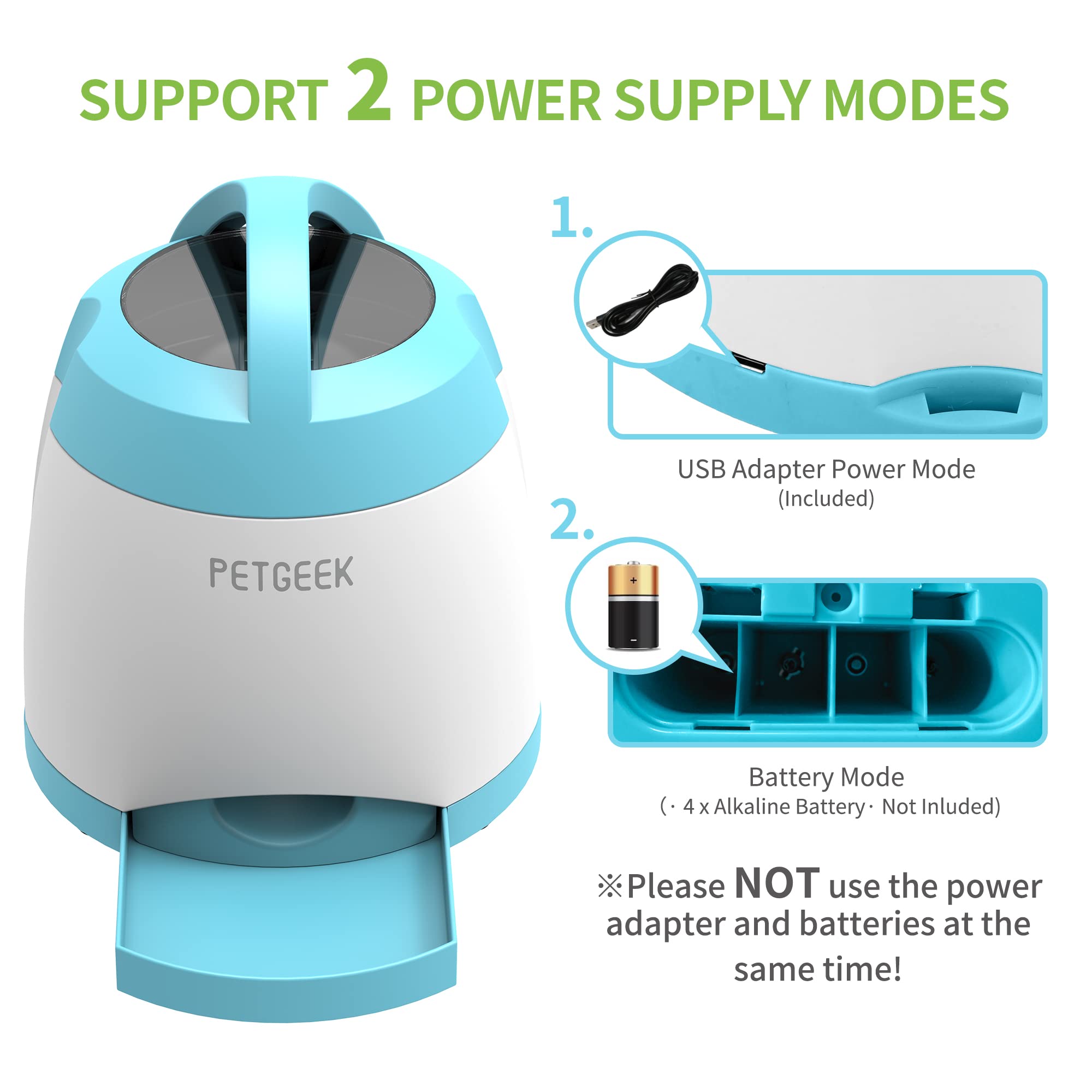 PETGEEK Automatic Dog Treat Dispenser with Button - Remote Control Interactive Dog Toy with Dual Power Supply for Training & Play | Indoor & Outdoor Puzzle Toy for Small Medium Large Dogs (Blue)