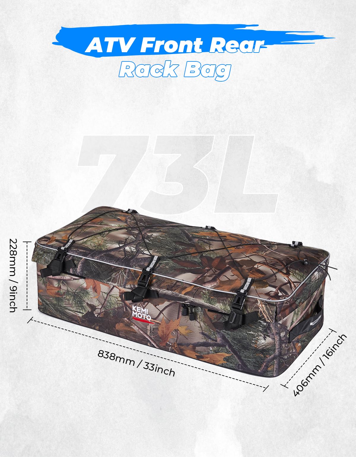 KEMIMOTO ATV Gear Bag - Water-Resistant Storage Bag for Front/Rear Rack with Adjustable Divider & Cooler Compartment | Fits Polaris Sportsman, Fourtrax, Kawasaki & Arctic Cat ATVs | Perfect for Off-Road Adventures, Hunting & Camping Trips