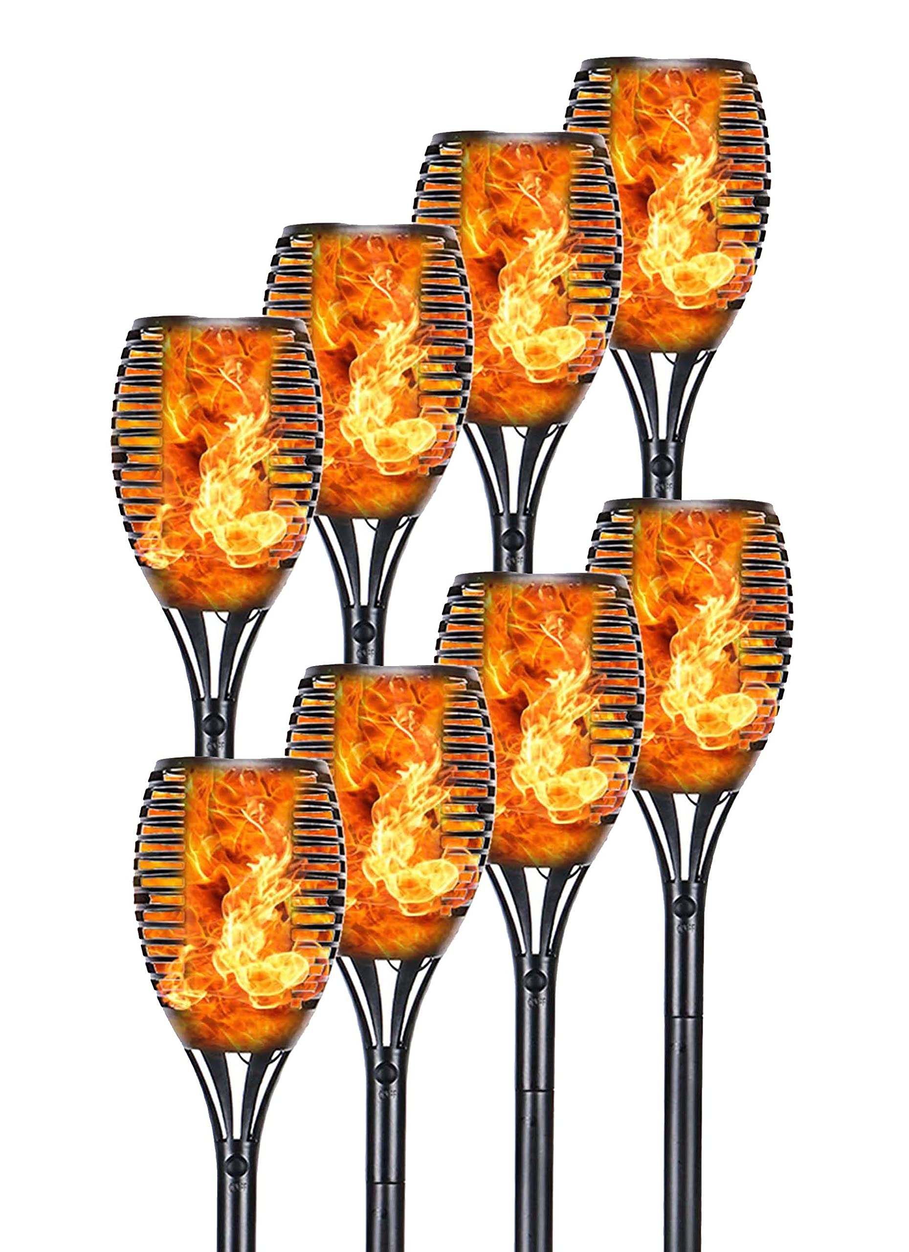 QDY Solar Torch Lights - 6 Pack Flickering Flame Outdoor Solar Powered LED Garden Lights for Patio, Driveway, Pathway | Weatherproof Decorative Lighting for Backyard, Poolside & Landscape Ambiance