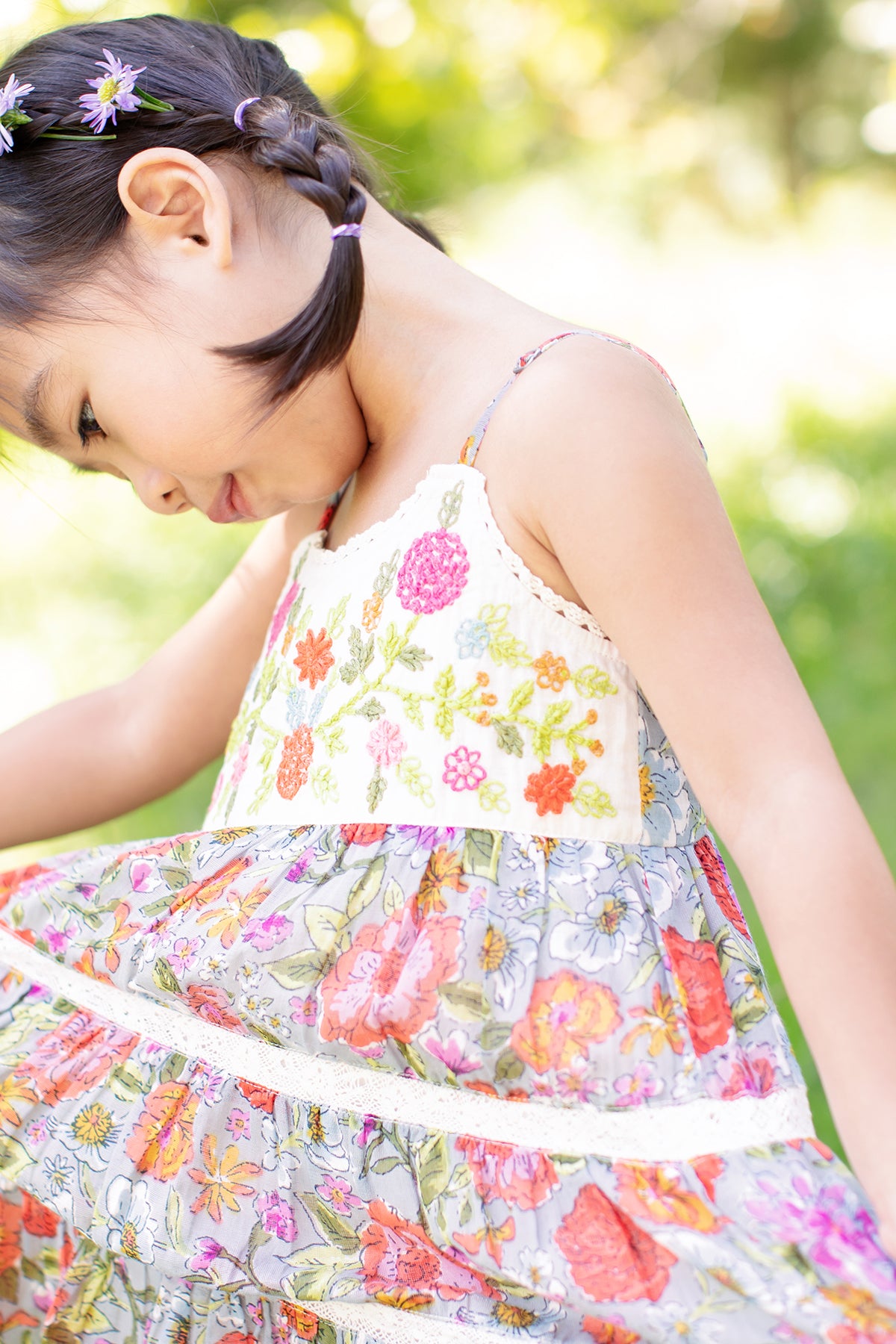 Girls Floral Dress - Mimi & Maggie Shade Plants Print (Size 3) | Cute Summer Outfit for Playdates & Birthday Parties