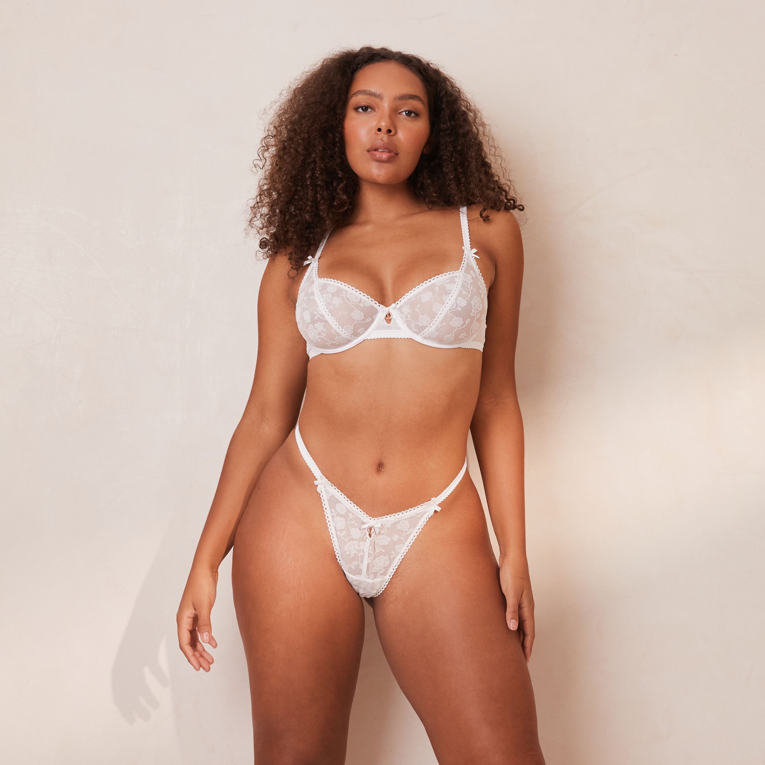 White Flocked Floral Balcony Bra - Comfortable & Stylish Lingerie for Women | Perfect for Everyday Wear, Date Nights & Special Occasions