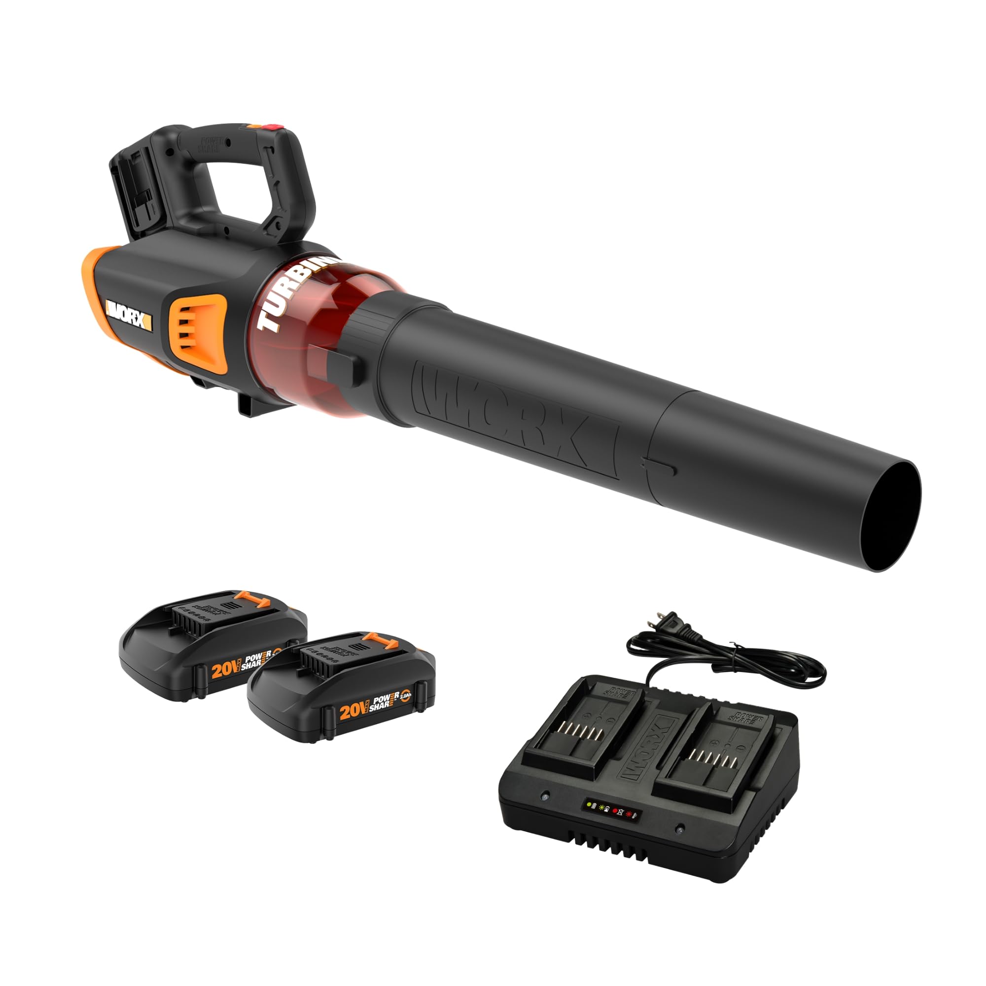 WORX WG584 40V Cordless Leaf Blower with Brushless Motor - Includes 2 Batteries & Charger | Lightweight & Powerful Turbine Blower for Lawn Care, Yard Cleanup, and Outdoor Maintenance
