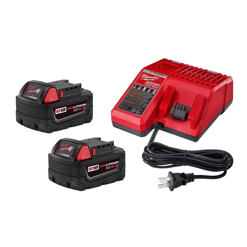 M18 18-Volt Lithium-Ion XC Starter Kit with Two 5.0Ah Batteries and Charger - Power Tools for DIY Projects, Home Improvement & Professional Construction Work