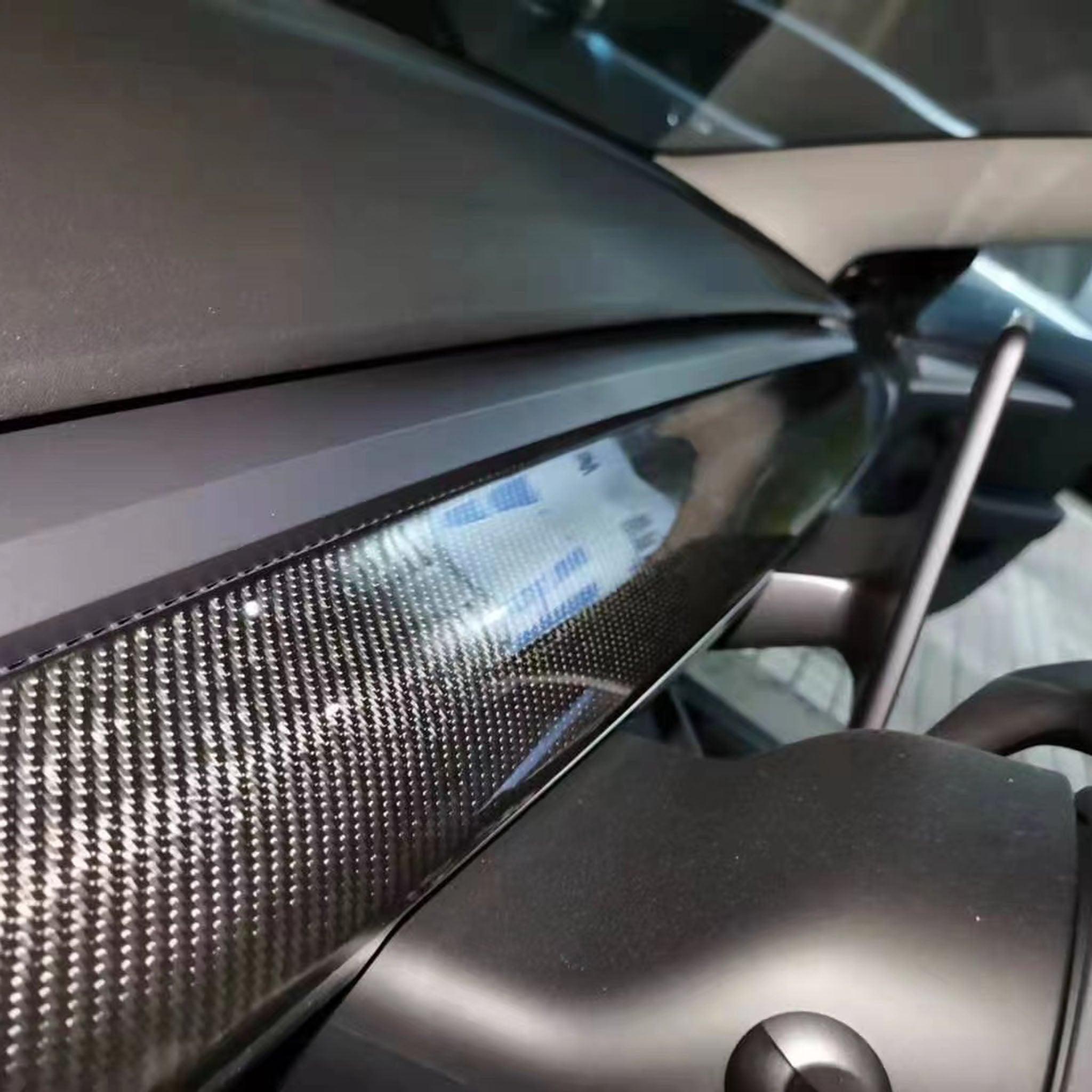 Premium Real Dry Carbon Fiber Dashboard Cover for Tesla Model 3/Y - UV Resistant & OEM Fit Interior Upgrade | Enhance Your Tesla's Luxury Interior for Daily Driving & Road Trips