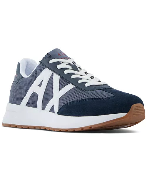 ARMANI EXCHANGE Men's Gray & White Suede Toe Logo Sneakers - Casual Fashion Shoes for Men | Perfect for Streetwear, Office & Everyday Wear