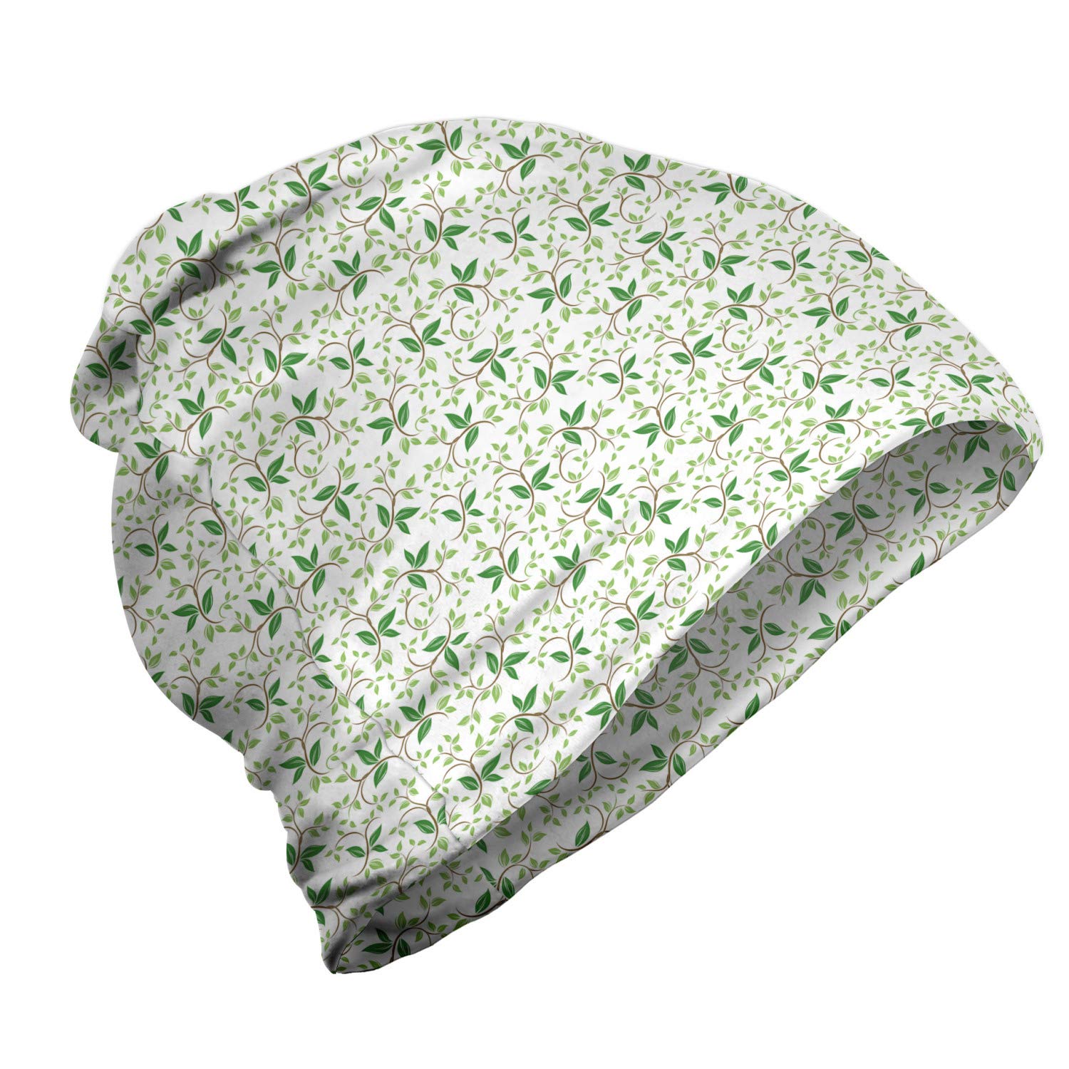 Ambesonne Unisex Beanie - Ivy Green Leaf Design, Warm Knit Winter Hat for Men & Women, Outdoor Hiking, Skiing, Camping & Cold Weather Activities
