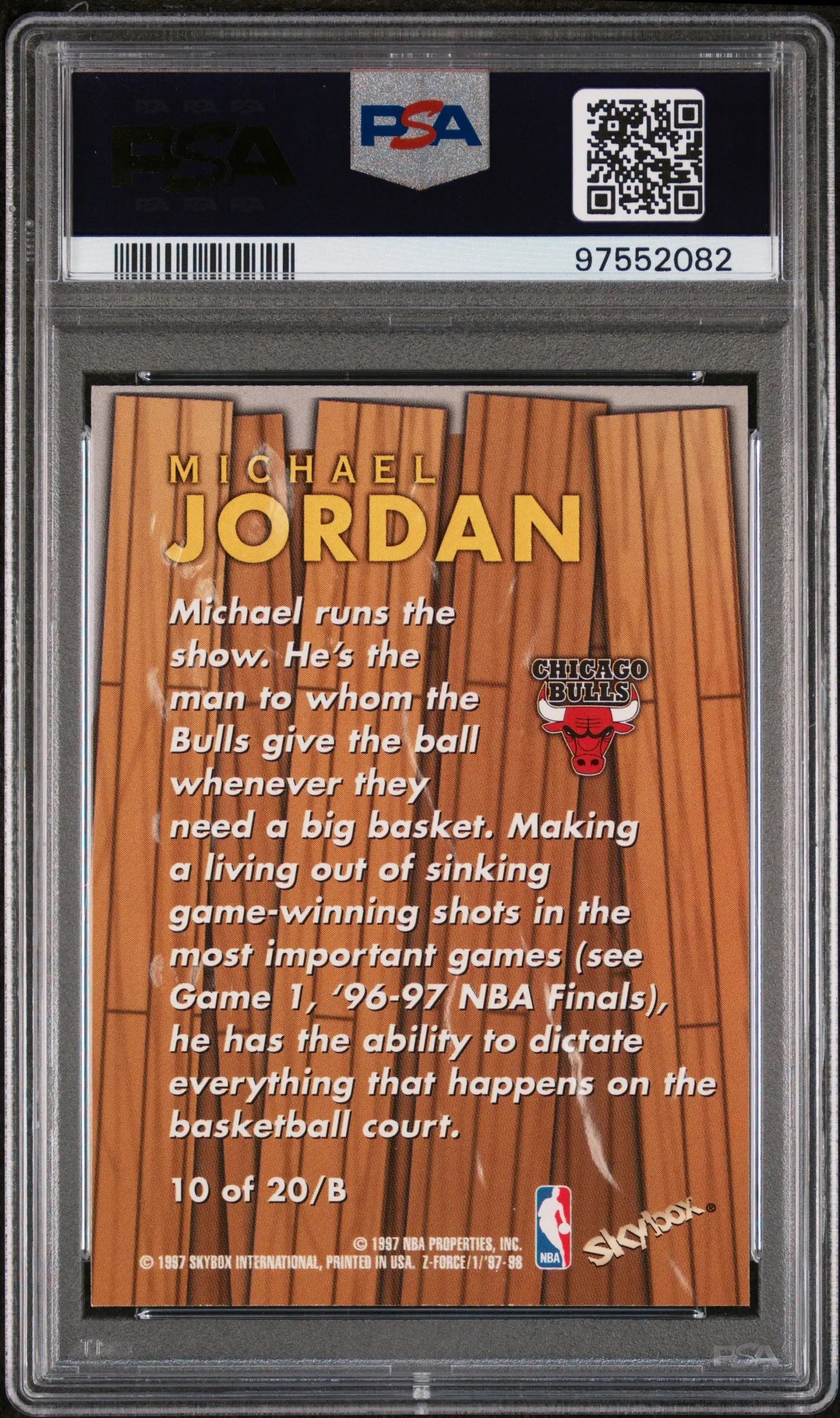 1997 Skybox Z Force Michael Jordan #10 Basketball Card PSA 8 - Perfect for Collectors, Sports Memorabilia & NBA Fans